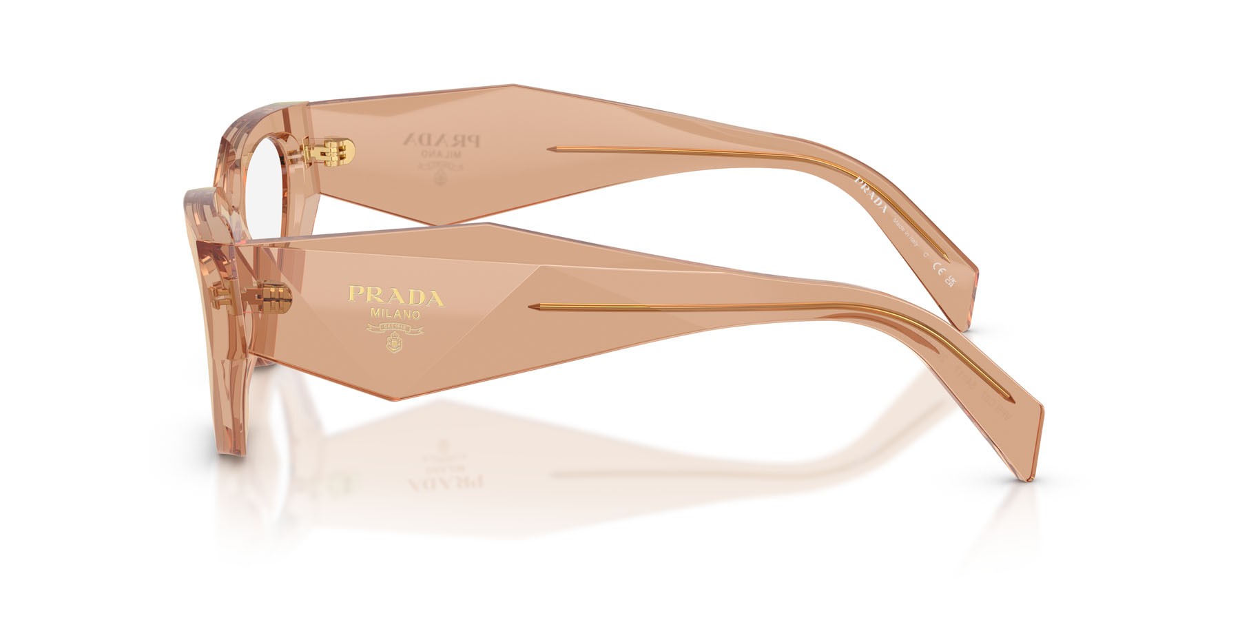 Eyeglasses Prada PR C07V (20H1O1) color transparent chocolate shape irregular lenses lente demo