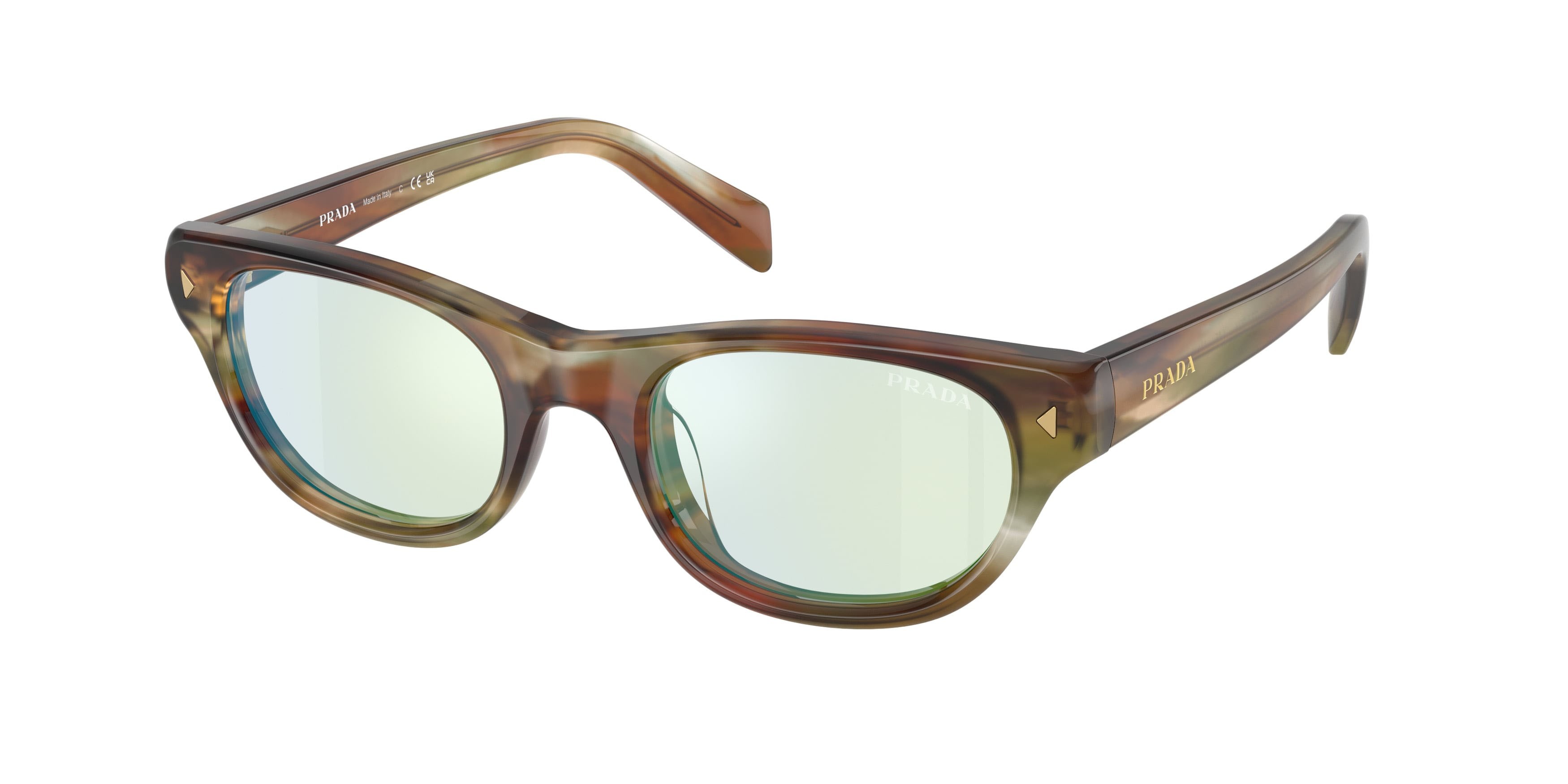 Sunglasses Prada PR C08S (27J20X) color striped fall shape cat eye lenses champagne flash bio