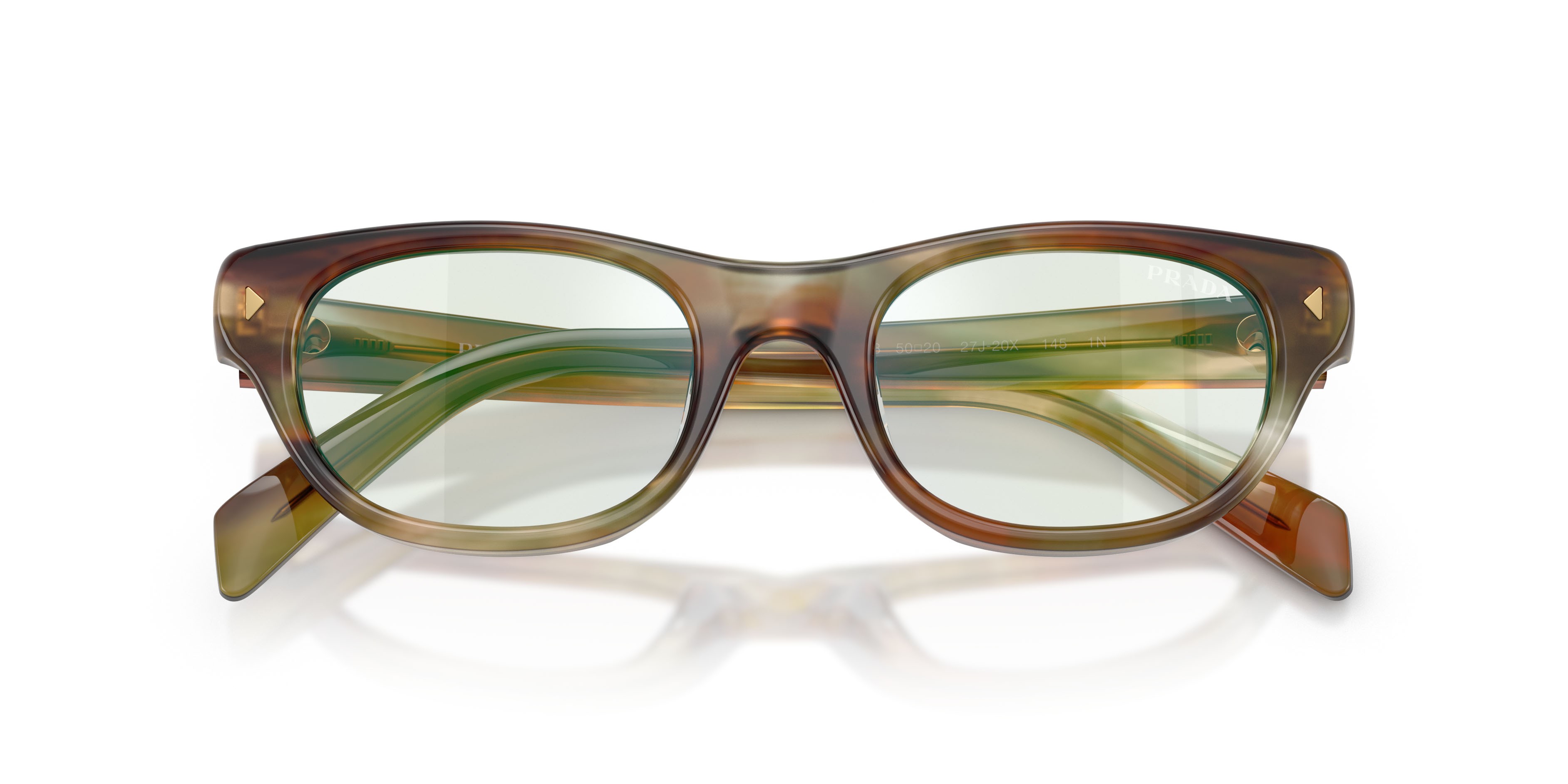 Sunglasses Prada PR C08S (27J20X) color striped fall shape cat eye lenses champagne flash bio