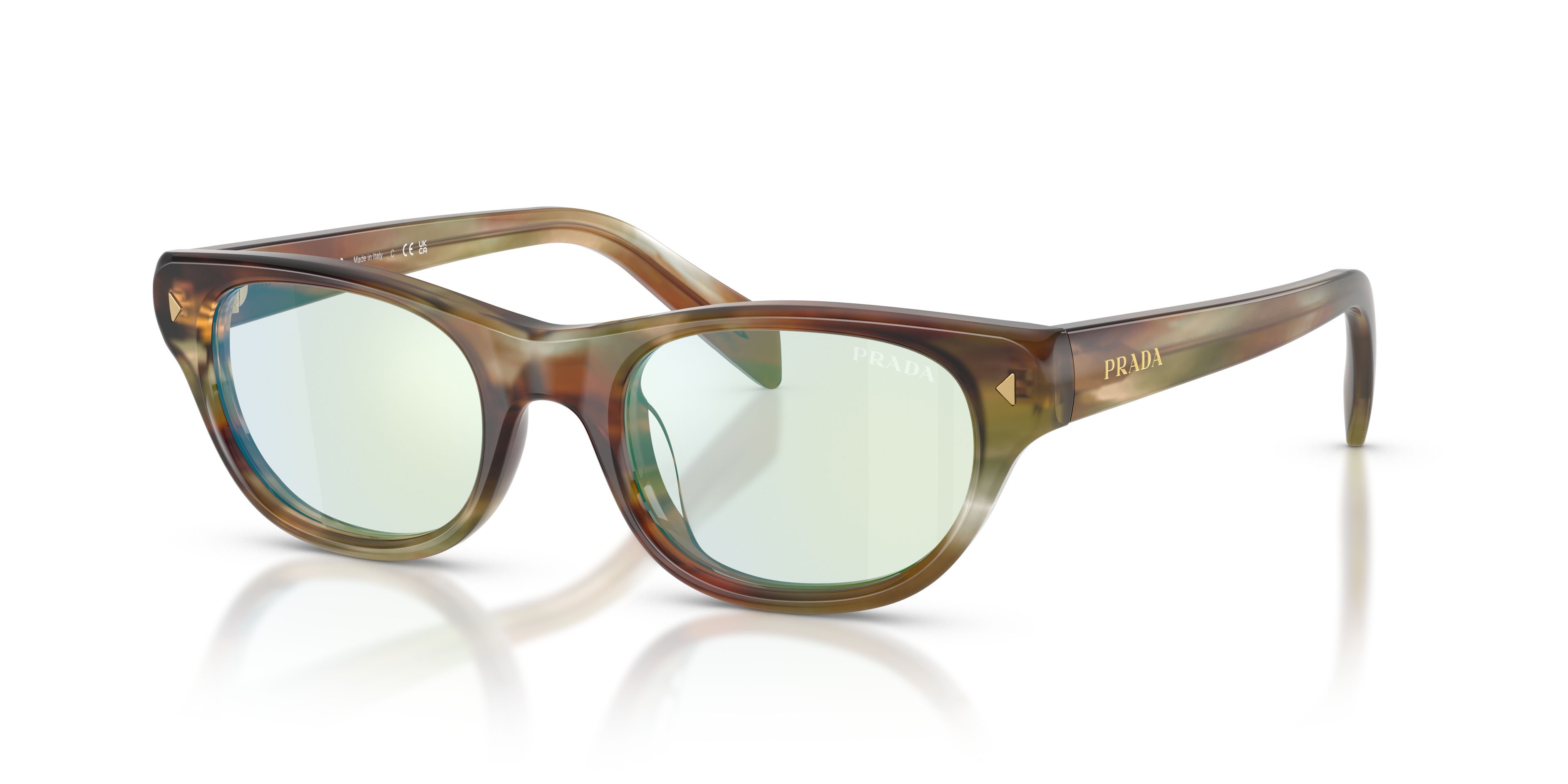 Sunglasses Prada PR C08S (27J20X) color striped fall shape cat eye lenses champagne flash bio