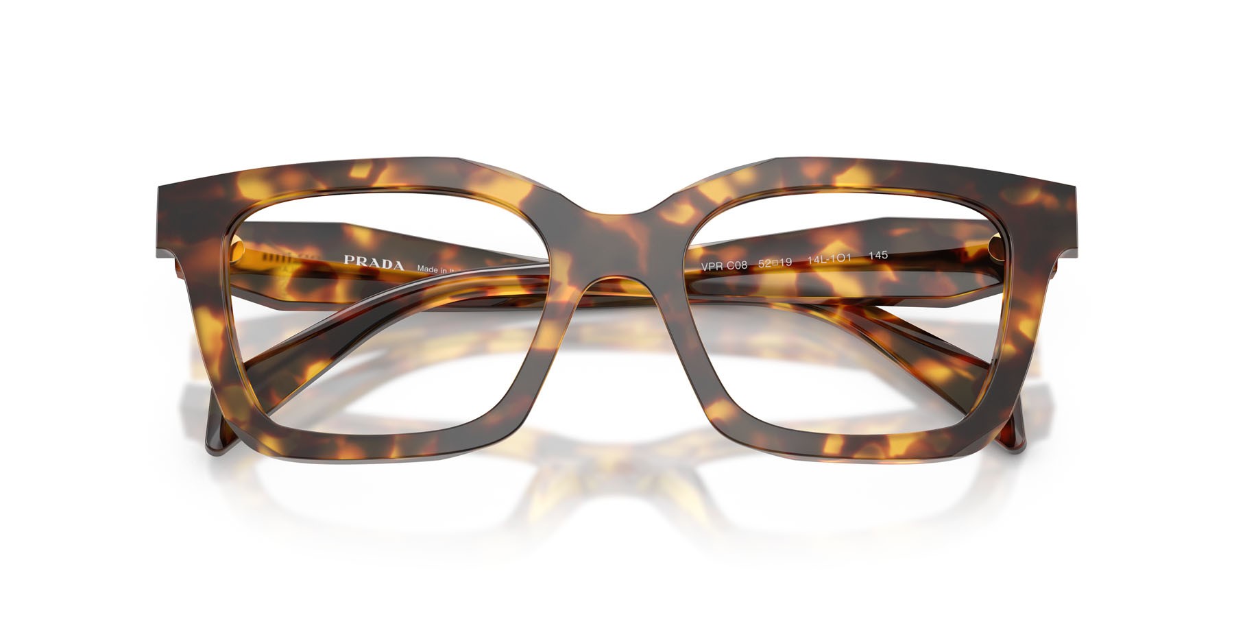 Eyeglasses Prada PR C08V (14L1O1) color miele tartarugato shape irregular lenses lente demo