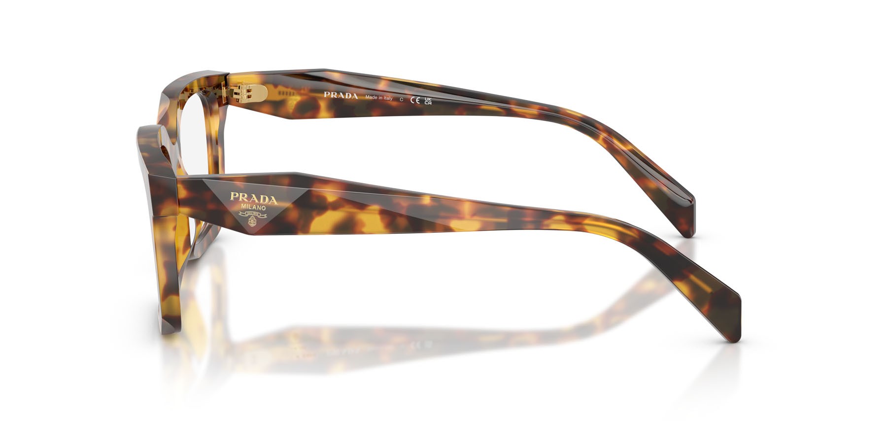 Eyeglasses Prada PR C08V (14L1O1) color miele tartarugato shape irregular lenses lente demo