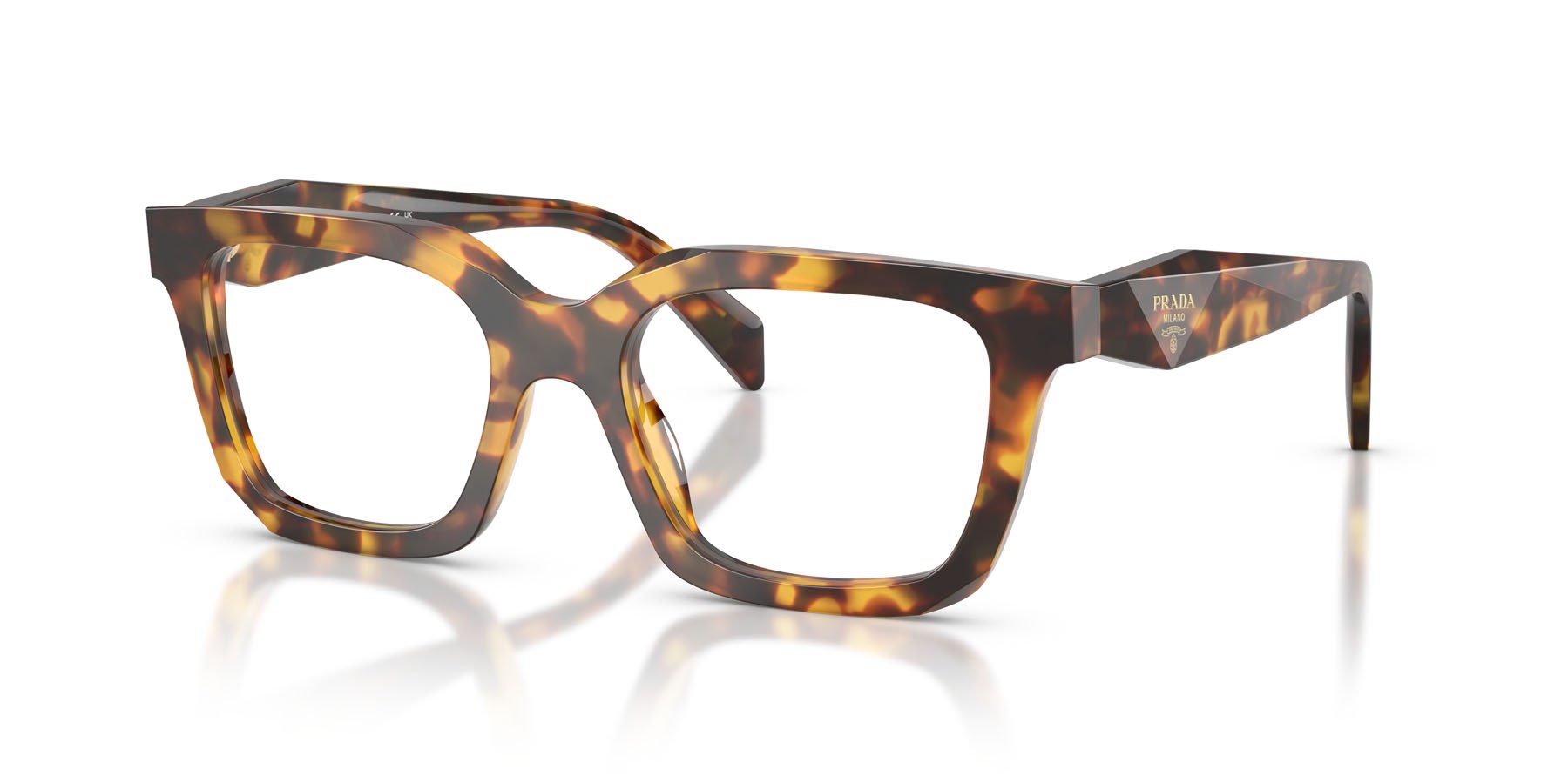 Eyeglasses Prada PR C08V (14L1O1) color miele tartarugato shape irregular lenses lente demo
