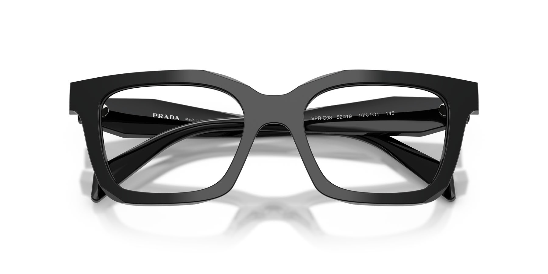 Eyeglasses Prada PR C08V (16K1O1) color nero shape irregular lenses lente demo