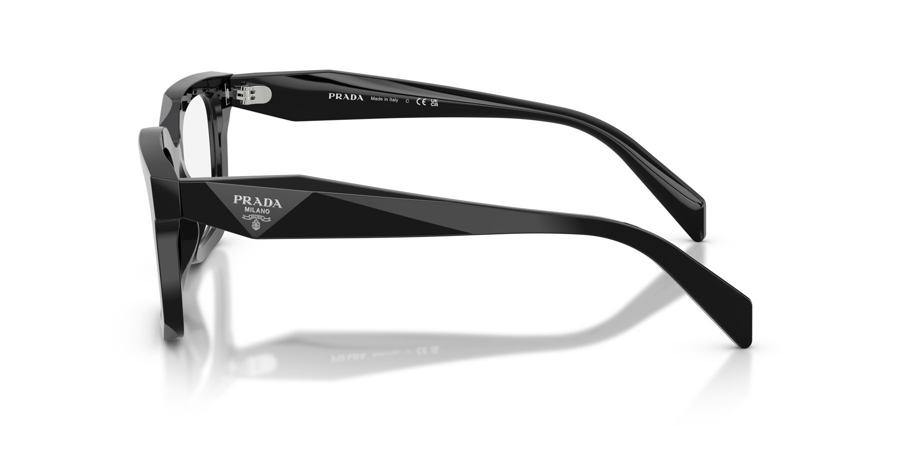 Eyeglasses Prada PR C08V (16K1O1) color nero shape irregular lenses lente demo