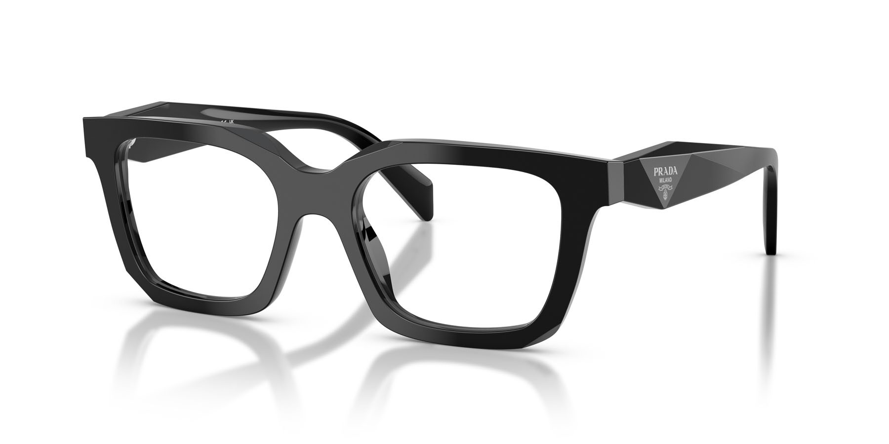 Eyeglasses Prada PR C08V (16K1O1) color nero shape irregular lenses lente demo