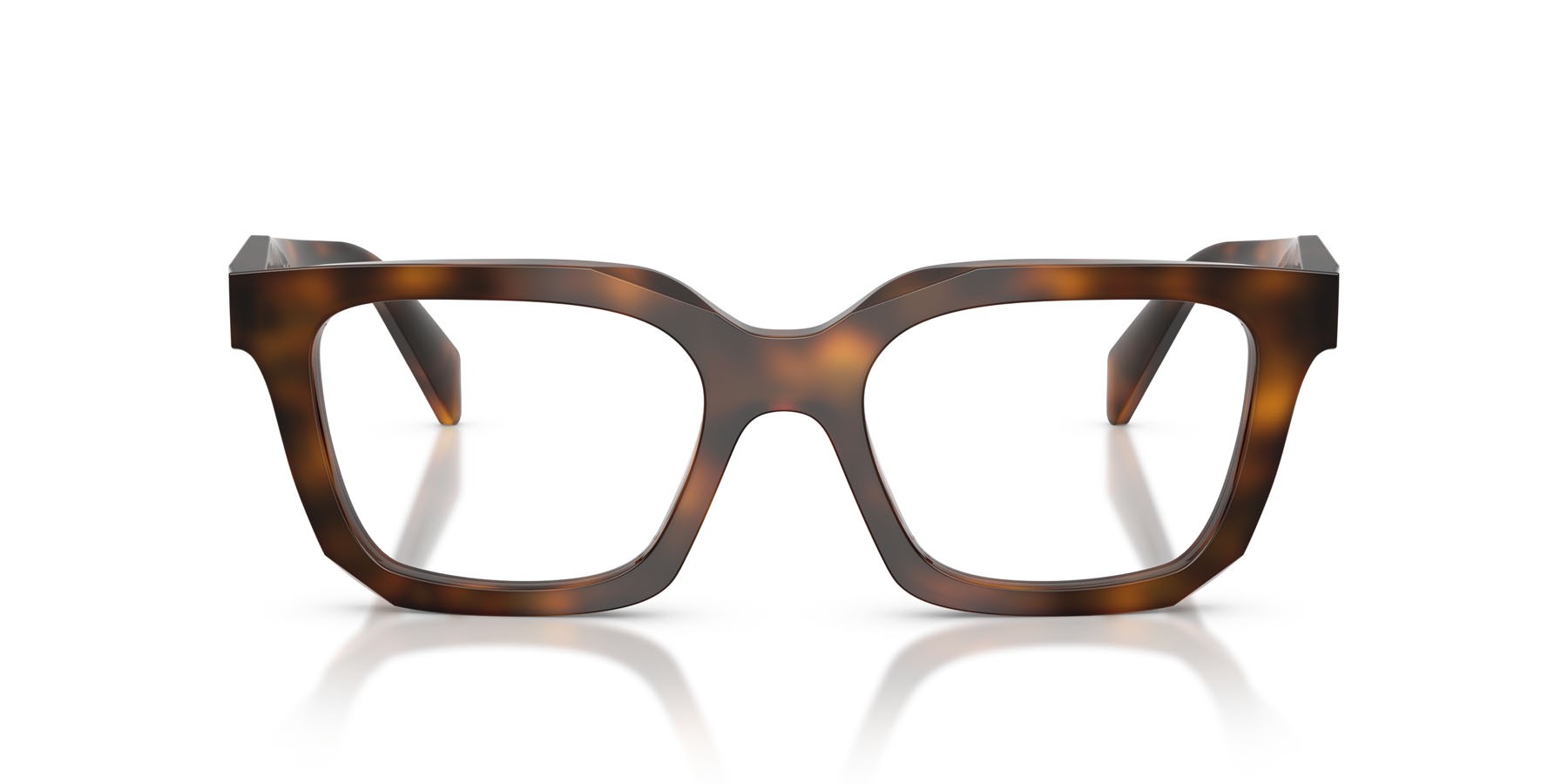 Eyeglasses Prada PR C08V (20D1O1) color juniper tartarugato shape irregular lenses lente demo