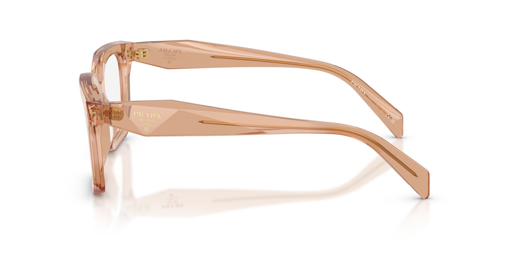 Eyeglasses Prada PR C08V (20H1O1) color transparent chocolate shape irregular lenses lente demo