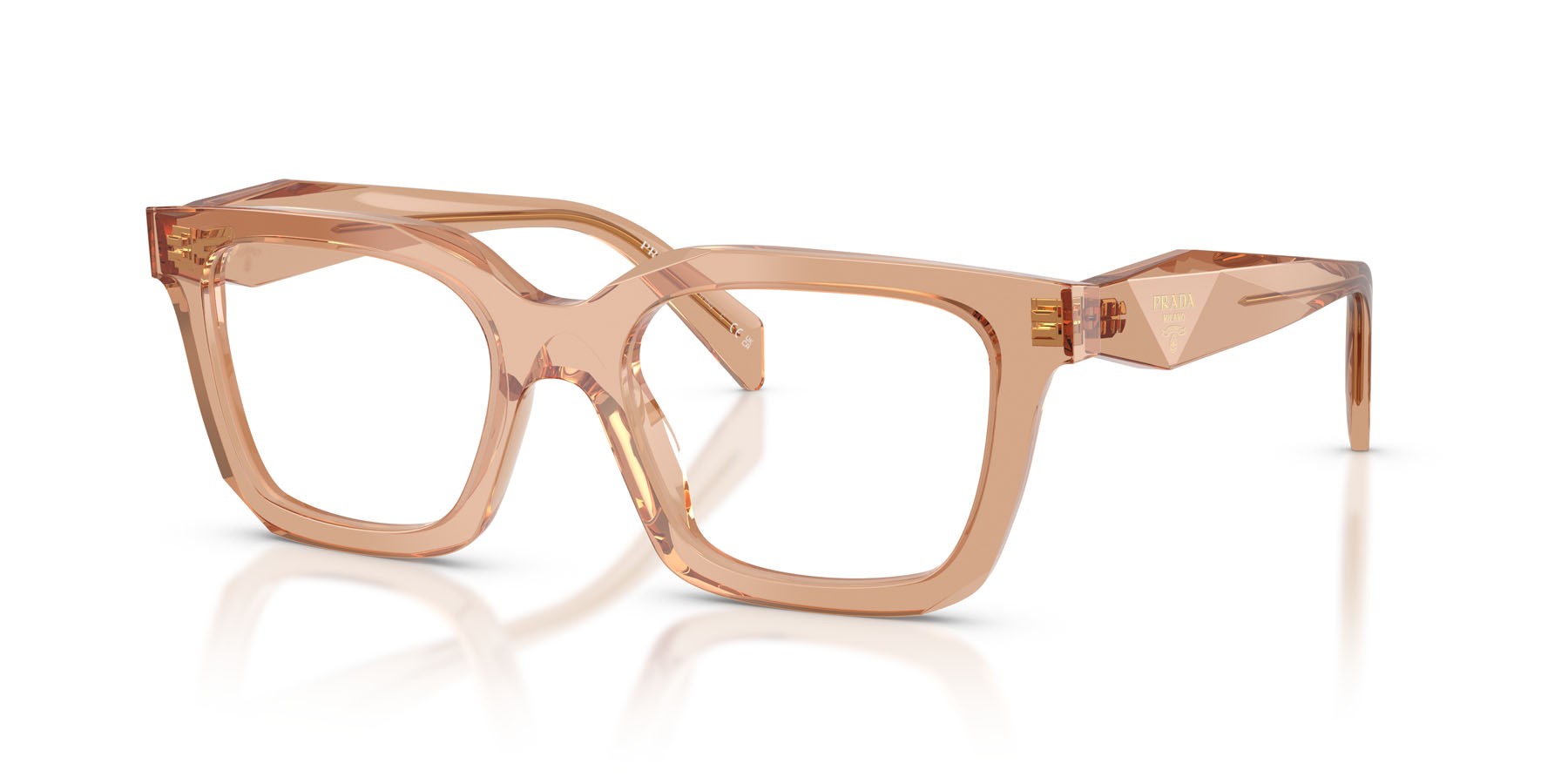 Eyeglasses Prada PR C08V (20H1O1) color transparent chocolate shape irregular lenses lente demo