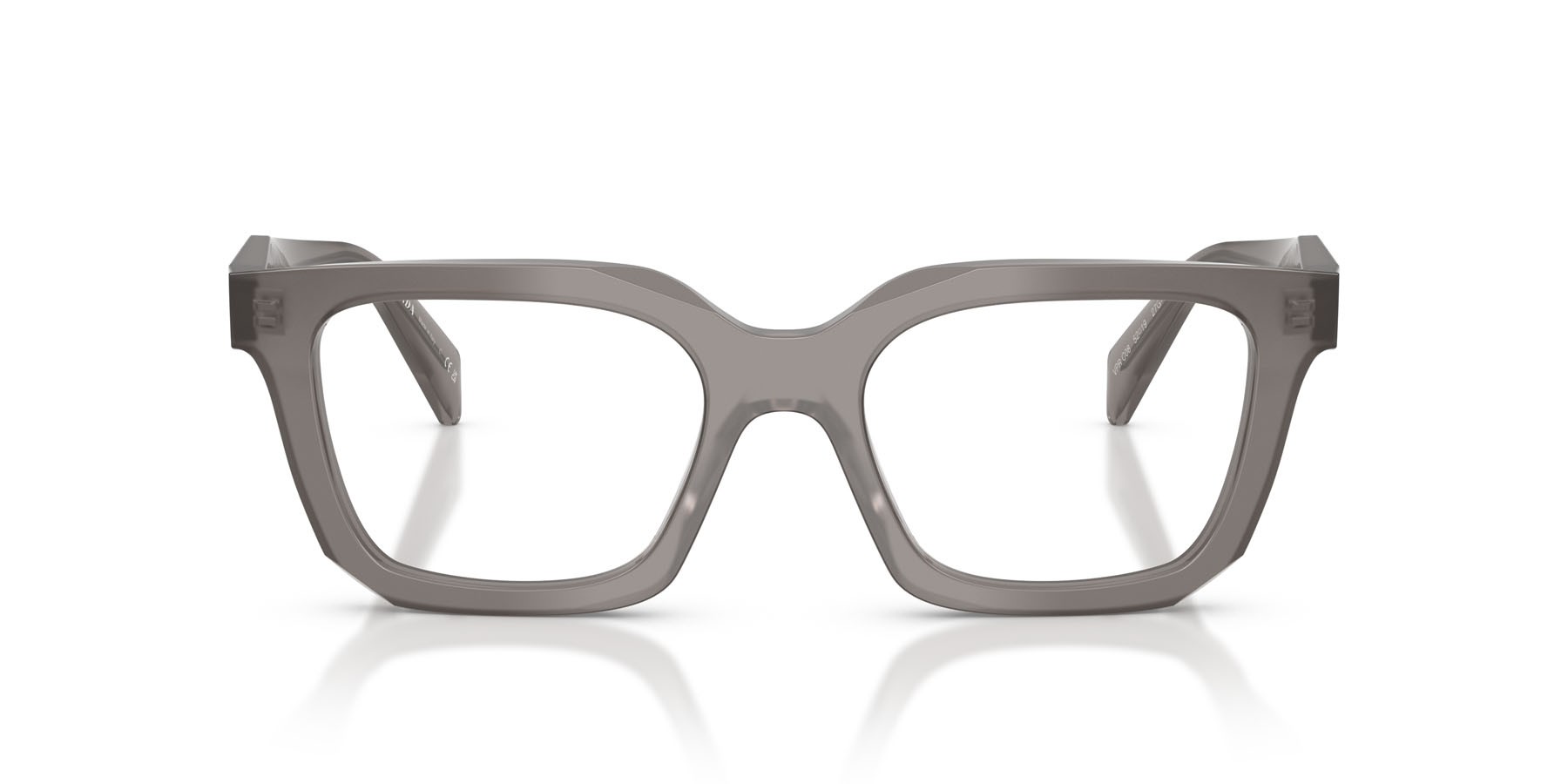 Eyeglasses Prada PR C08V (27G1O1) color transparent flint shape irregular lenses lente demo