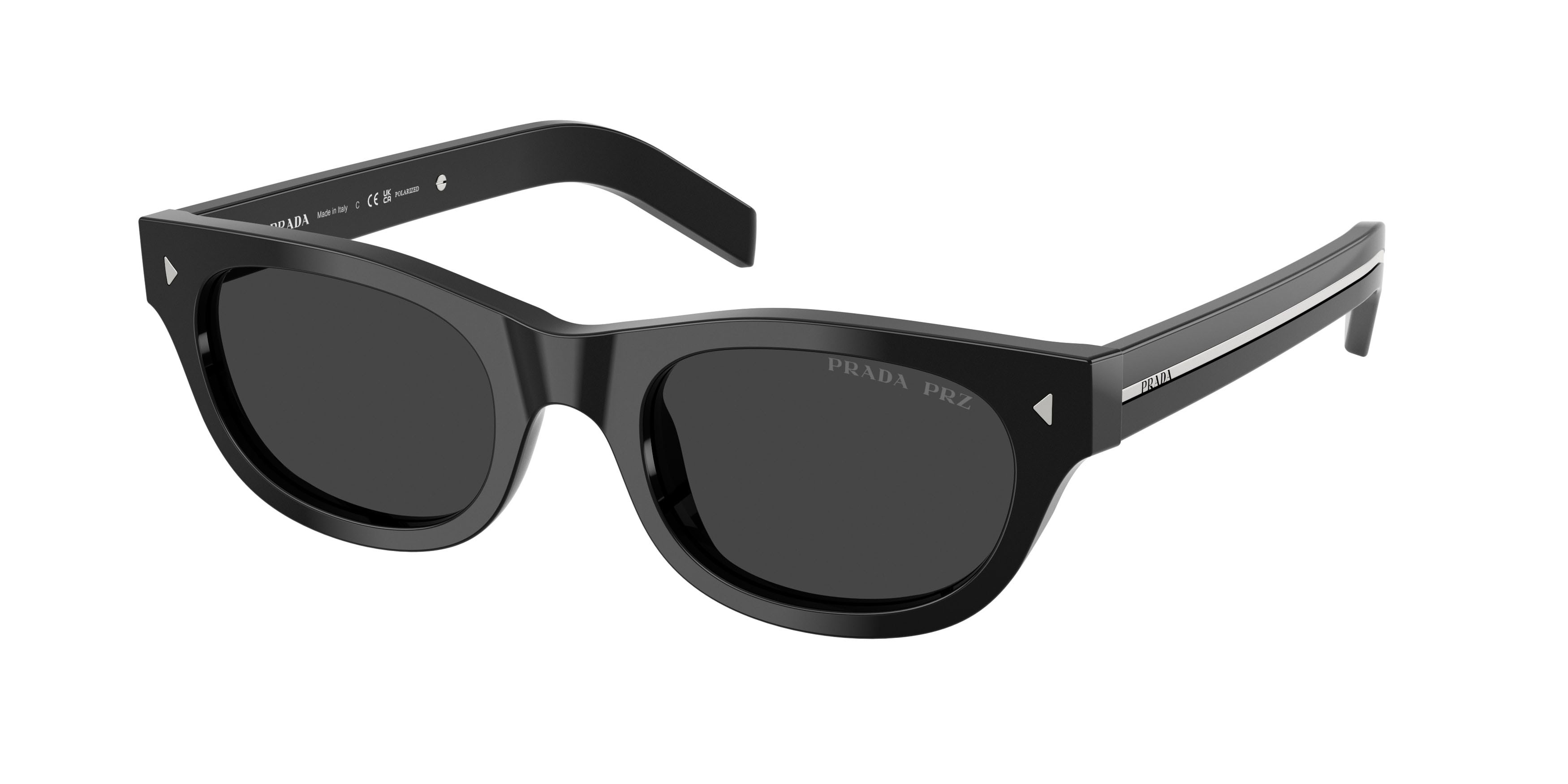 Occhiali da sole Prada PR C09S (16K08G) colore nero forma cat eye lenti polarizzate nere