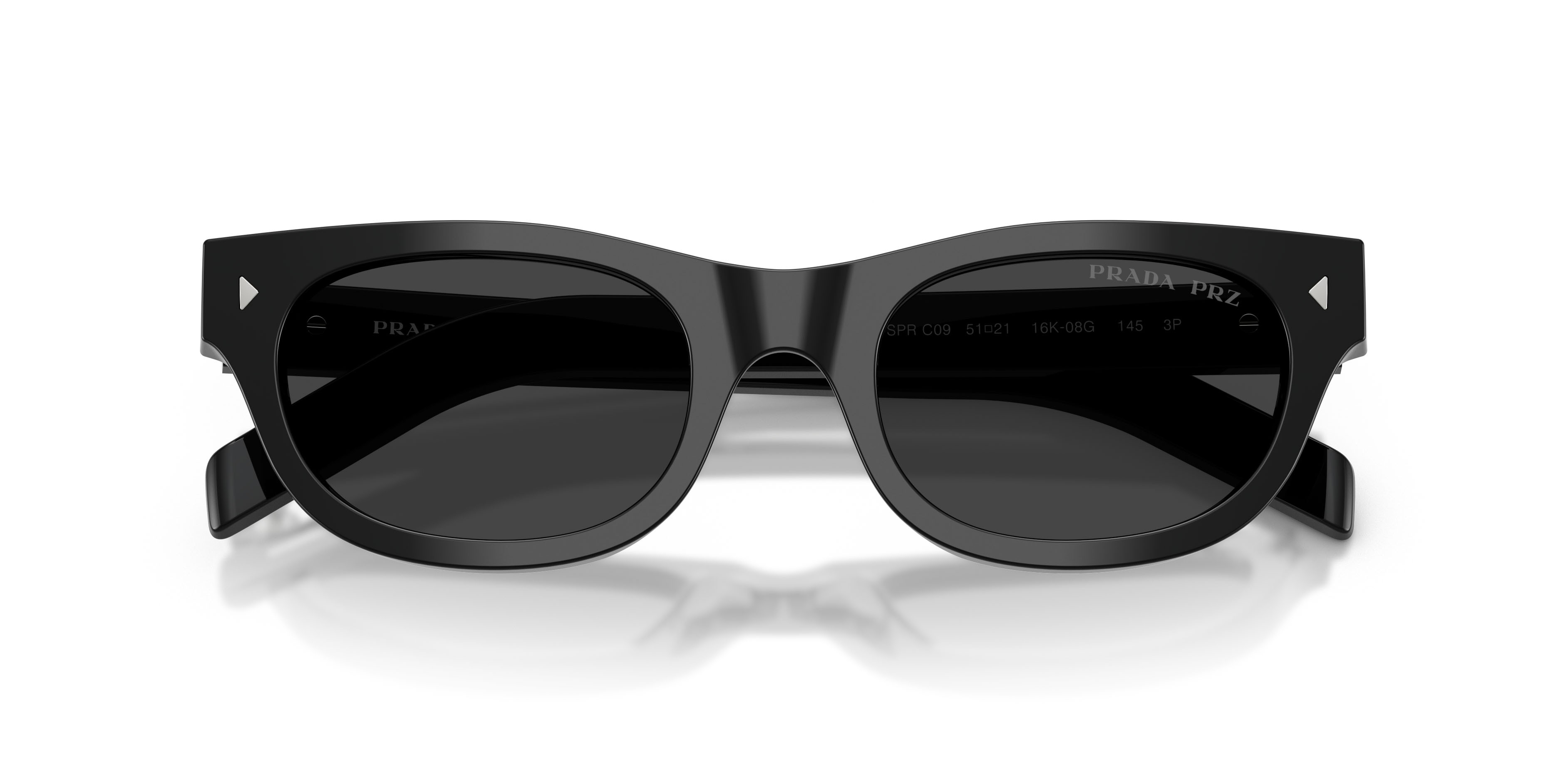 Occhiali da sole Prada PR C09S (16K08G) colore nero forma cat eye lenti polarizzate nere