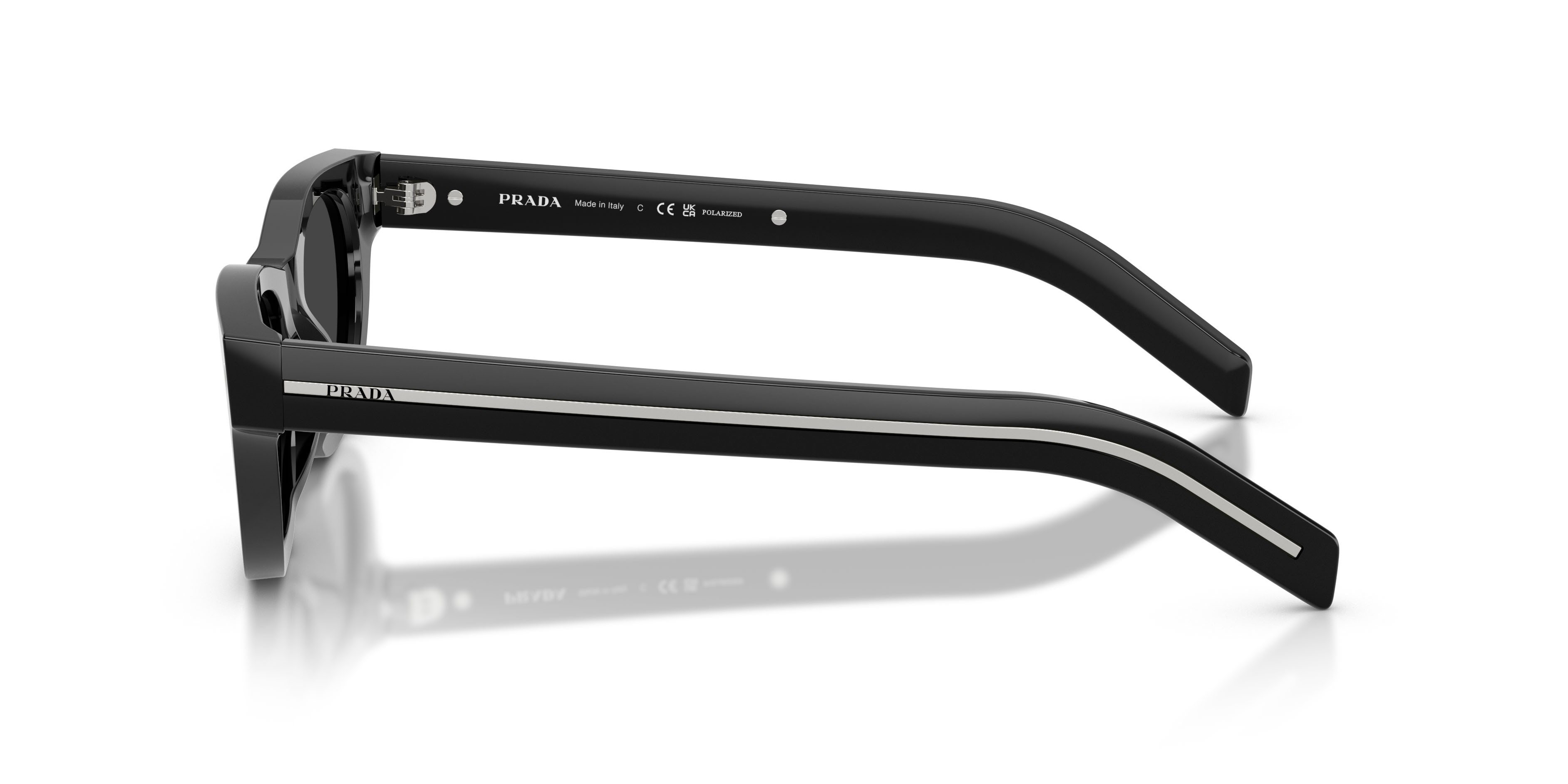 Occhiali da sole Prada PR C09S (16K08G) colore nero forma cat eye lenti polarizzate nere