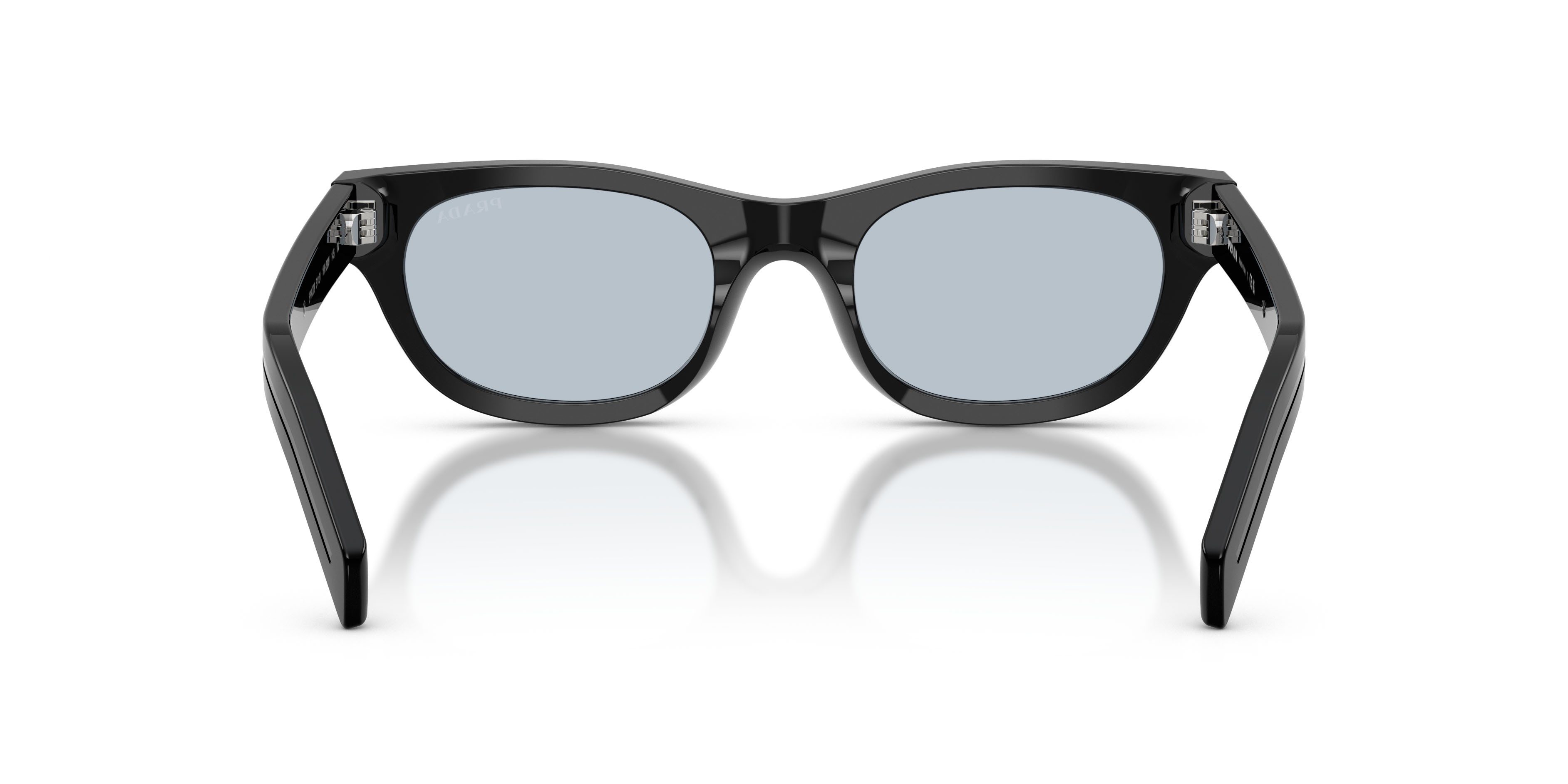 Occhiali da sole Prada PR C09S (16K30W) colore nero forma cat eye lenti blu/grigio