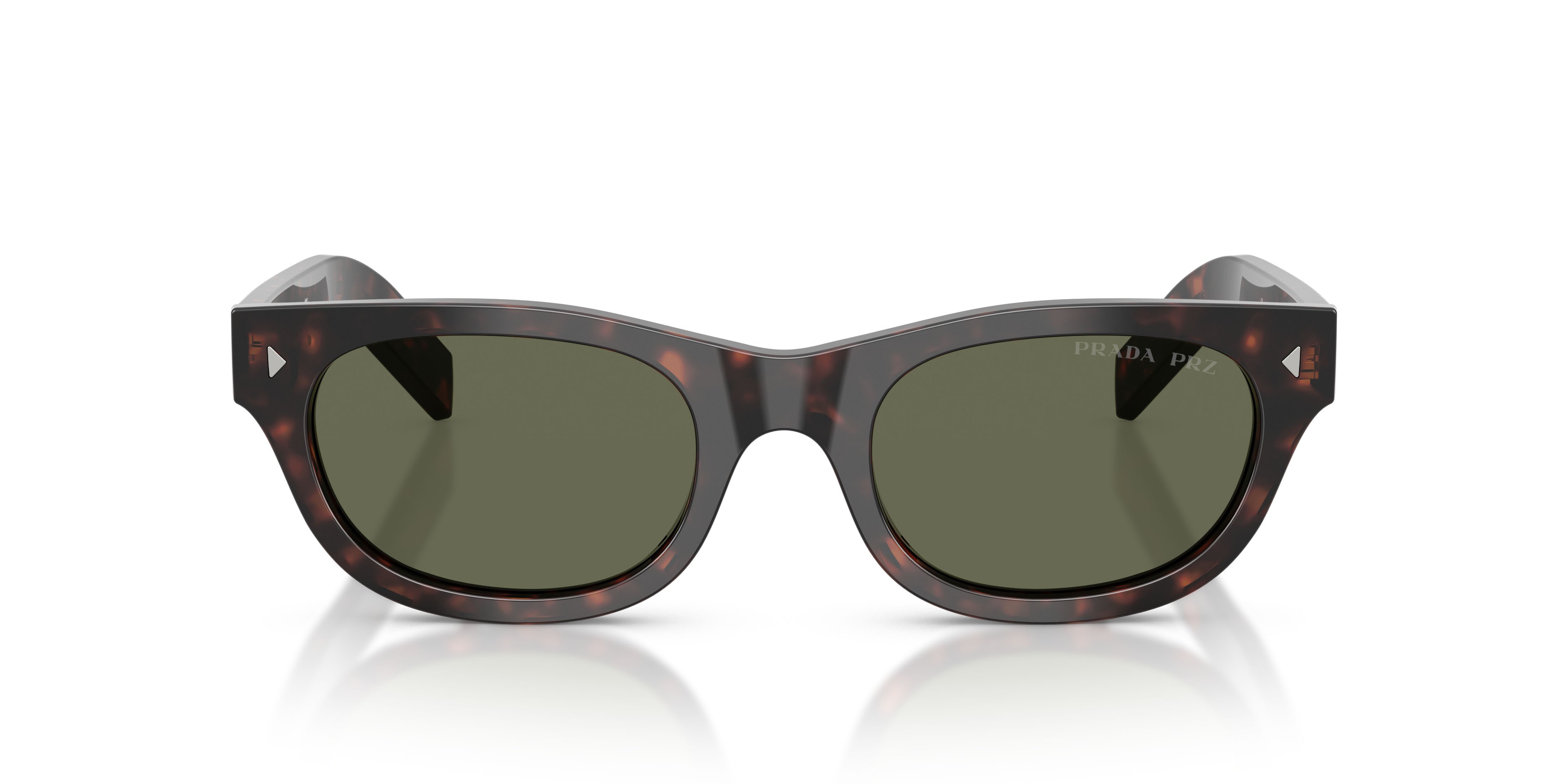 Occhiali da sole Prada PR C09S (17N03R) colore havana forma cat eye lenti polarizzata verde