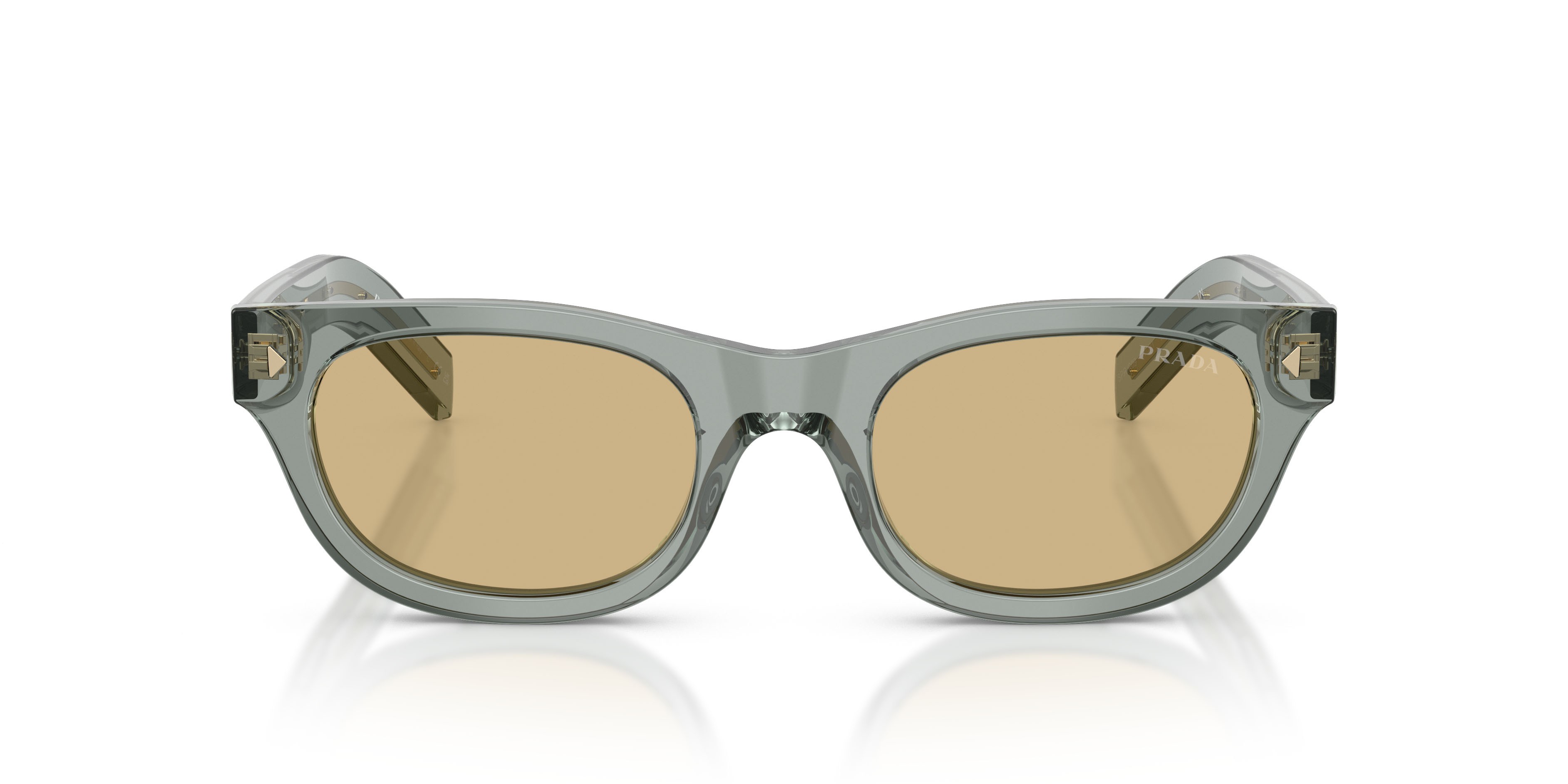 Occhiali da sole Prada PR C09S (21J70R) colore nebbia trasparente forma cat eye lenti marrone chiaro