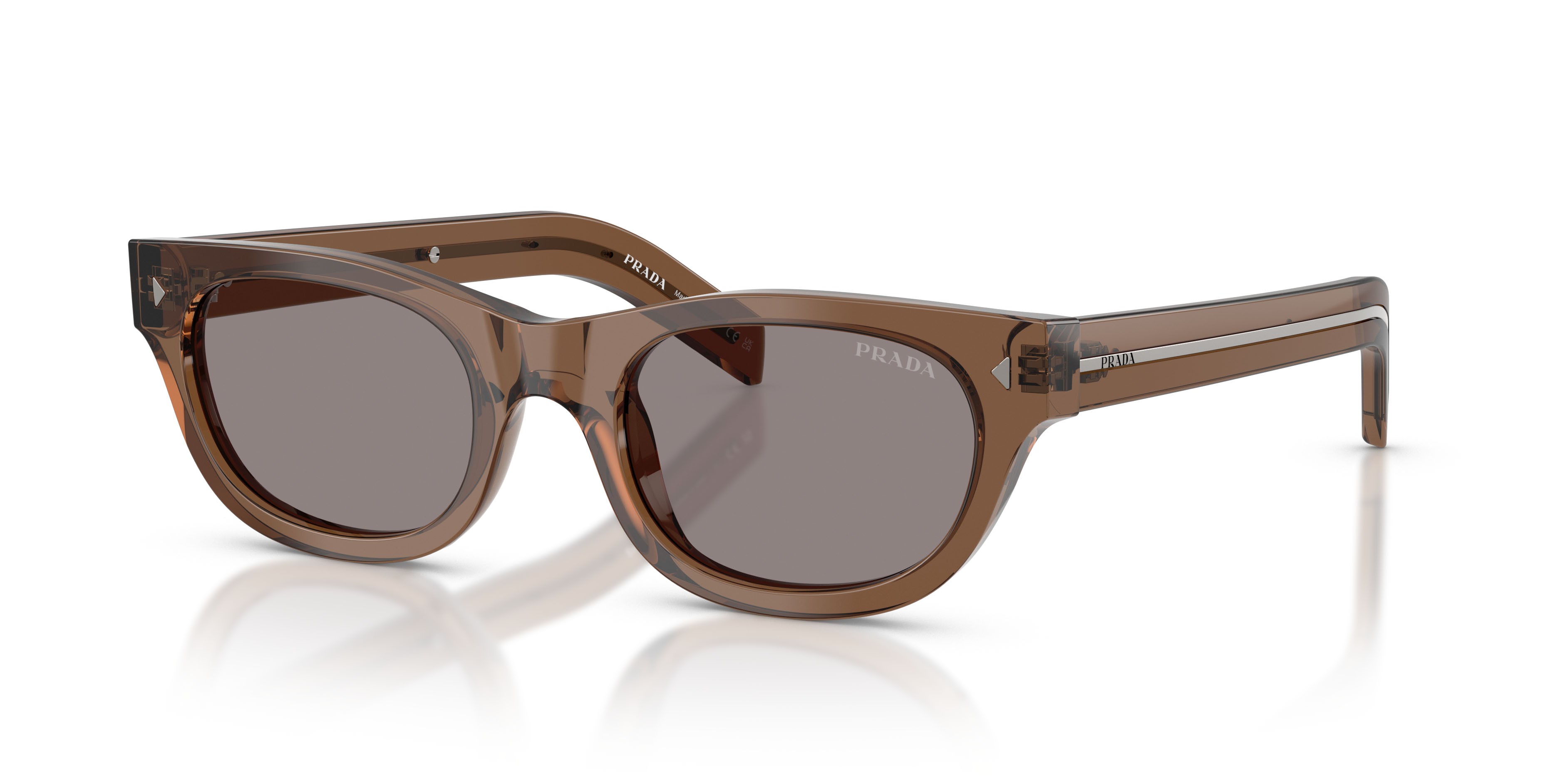Occhiali da sole Prada PR C09S (28I03D) colore marrone argilla forma cat eye lenti grigio