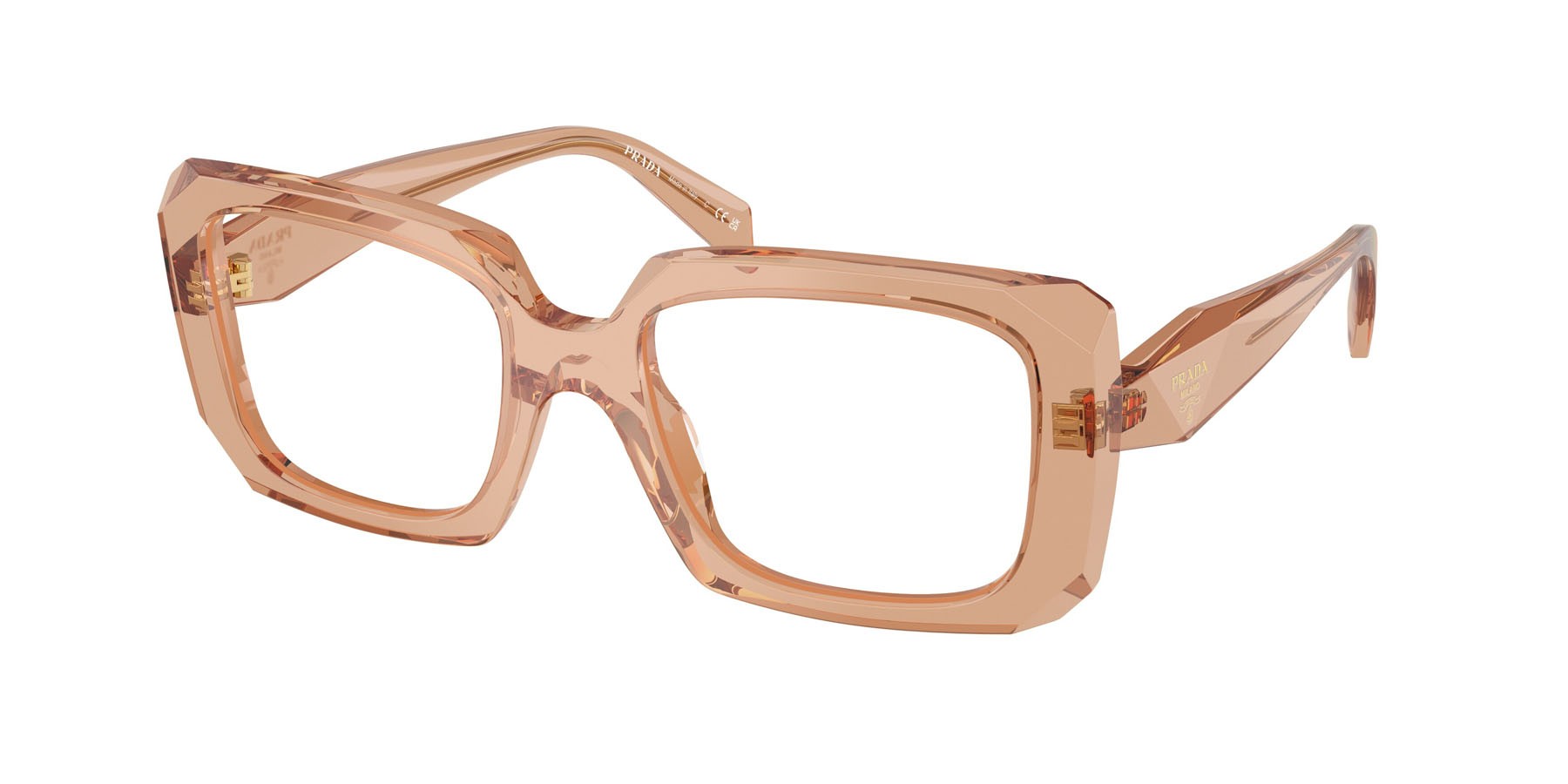 Eyeglasses Prada PR C09V (20H1O1) color transparent chocolate shape square lenses lente demo