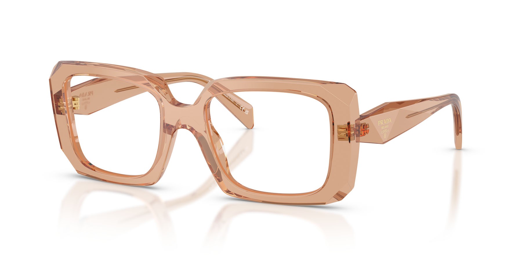 Eyeglasses Prada PR C09V (20H1O1) color transparent chocolate shape square lenses lente demo