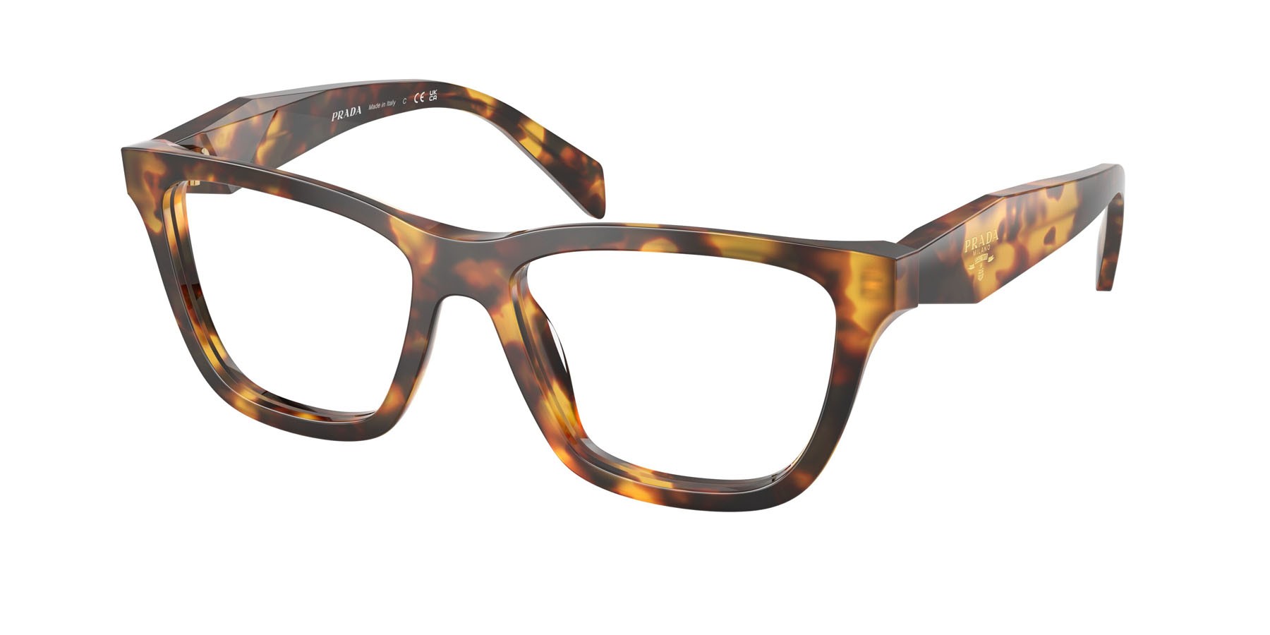 Eyeglasses Prada PR C10V (14L1O1) color miele tartarugato shape butterfly lenses lente demo