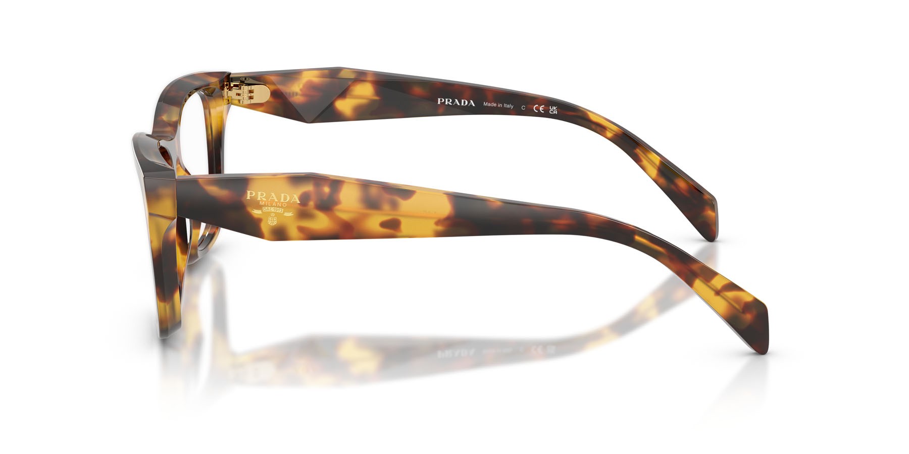 Eyeglasses Prada PR C10V (14L1O1) color miele tartarugato shape butterfly lenses lente demo