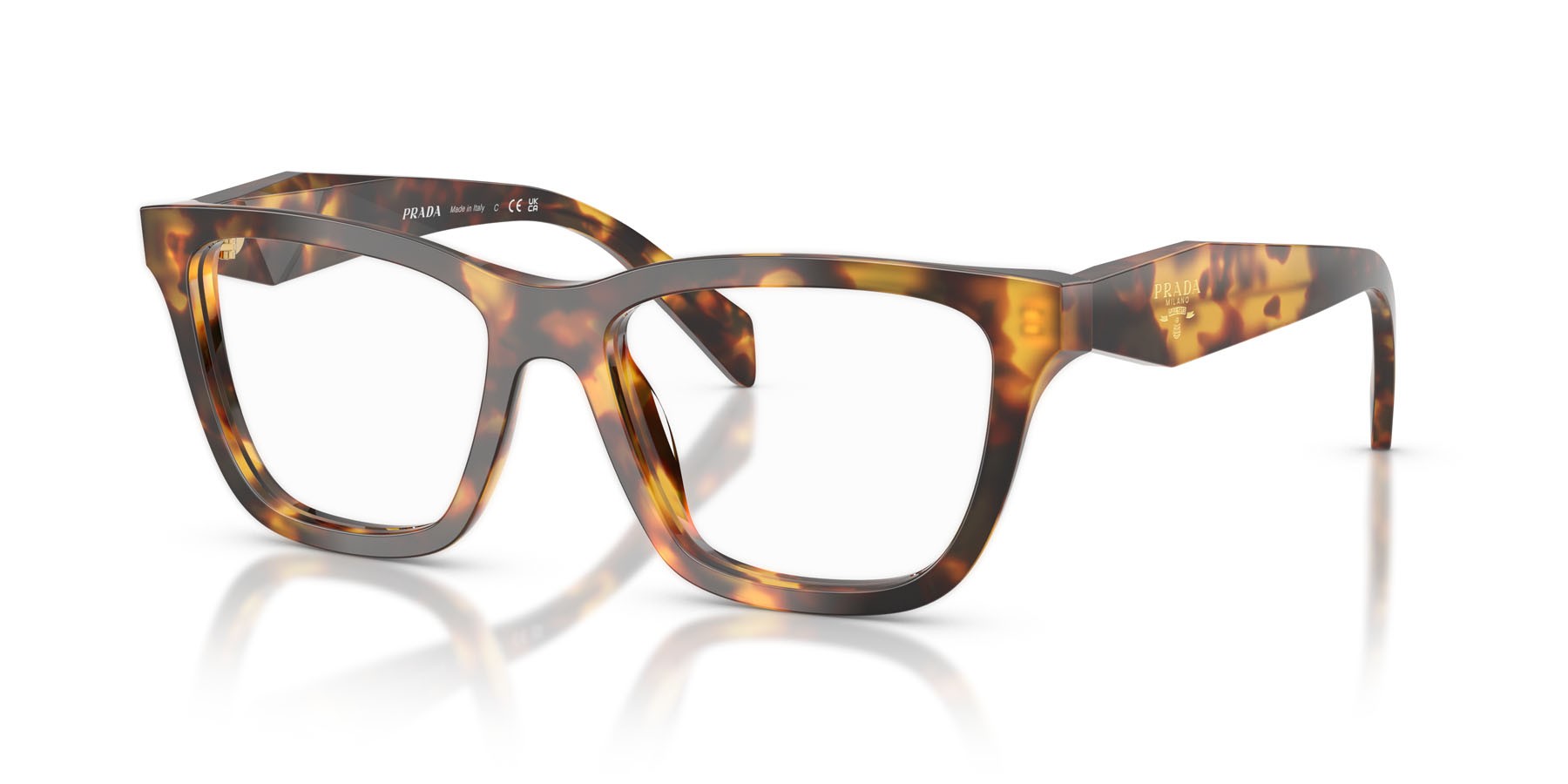 Eyeglasses Prada PR C10V (14L1O1) color miele tartarugato shape butterfly lenses lente demo