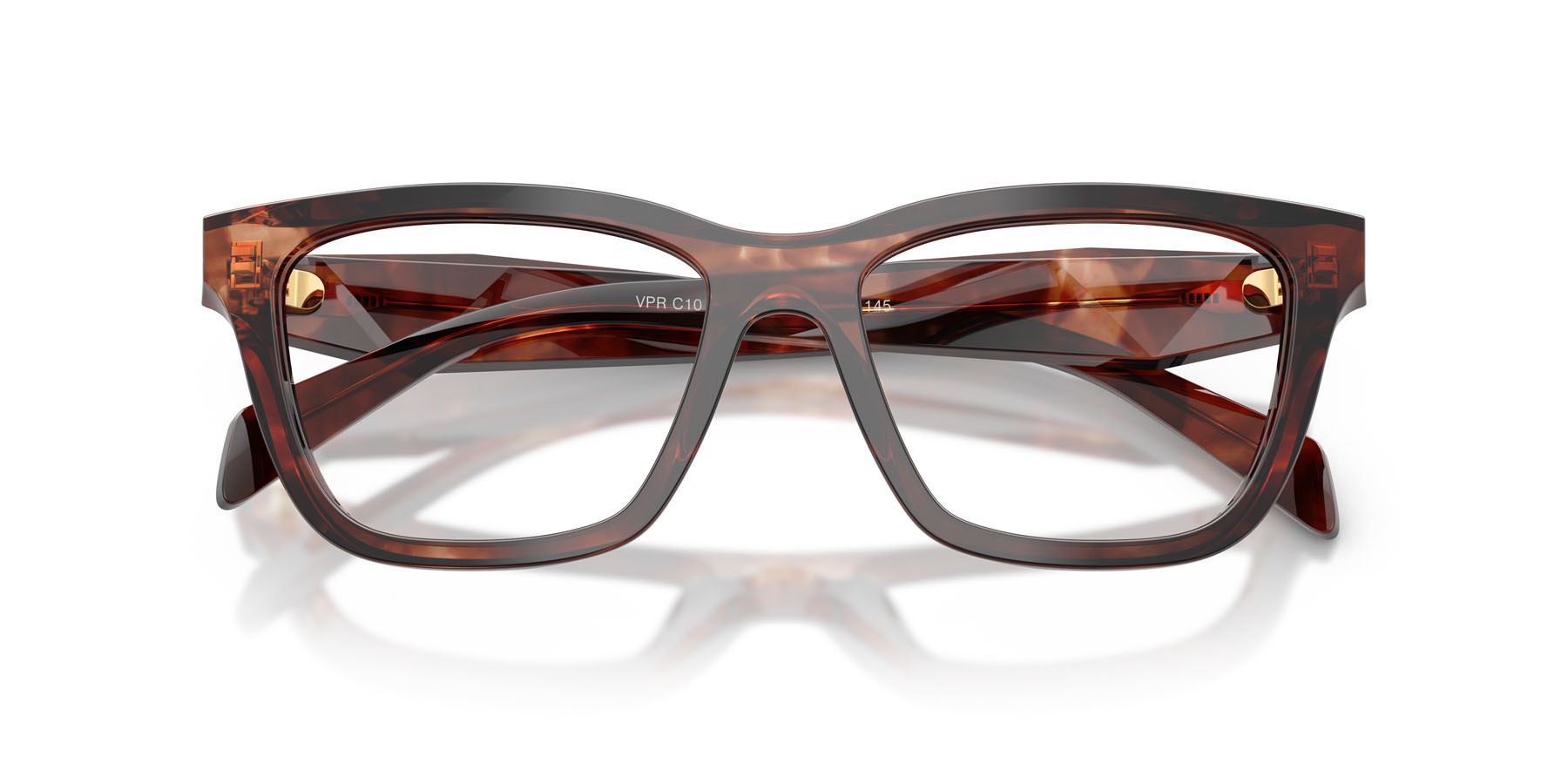 Eyeglasses Prada PR C10V (14P1O1) color caramello tartarugato shape butterfly lenses lente demo