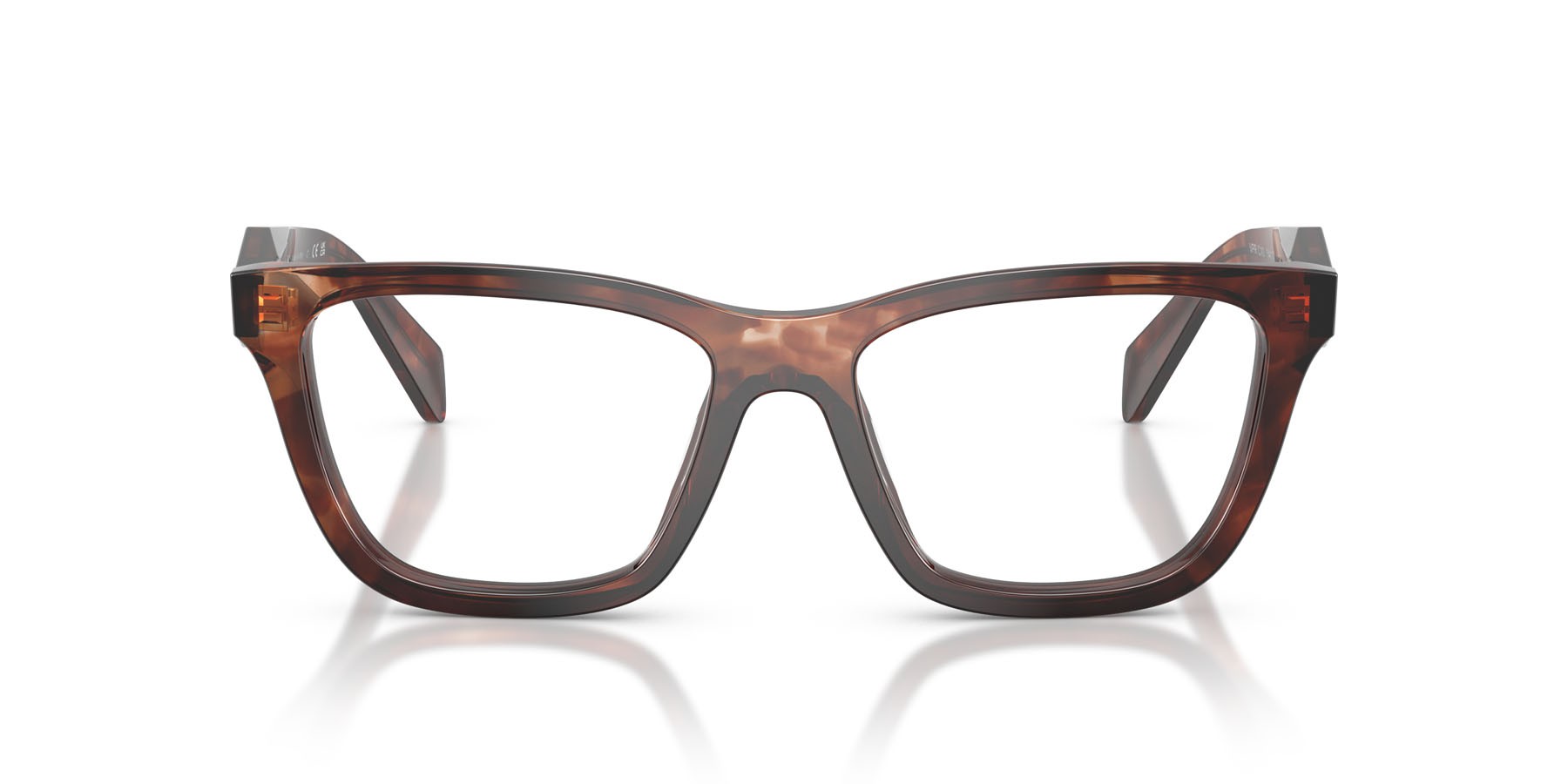 Eyeglasses Prada PR C10V (14P1O1) color caramello tartarugato shape butterfly lenses lente demo