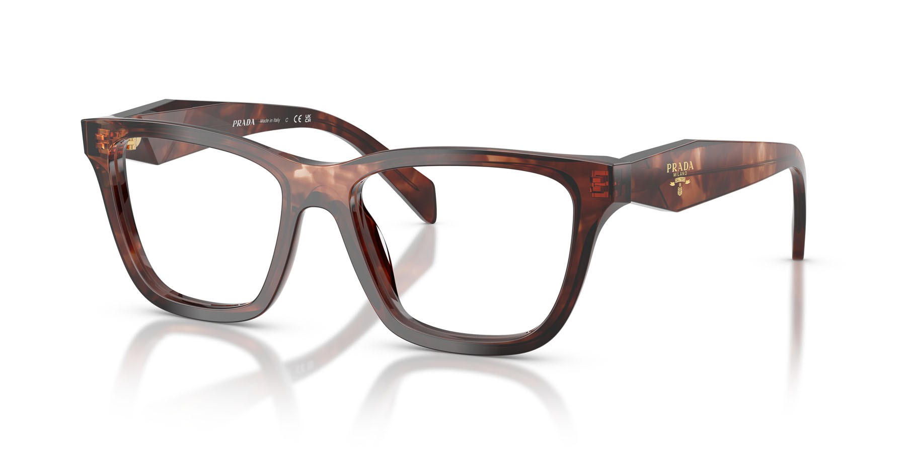 Eyeglasses Prada PR C10V (14P1O1) color caramello tartarugato shape butterfly lenses lente demo