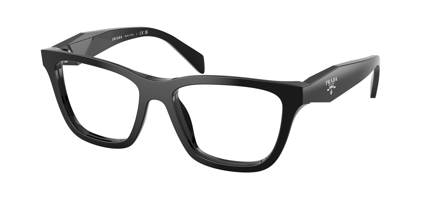 Eyeglasses Prada PR C10V (16K1O1) color nero shape butterfly lenses lente demo