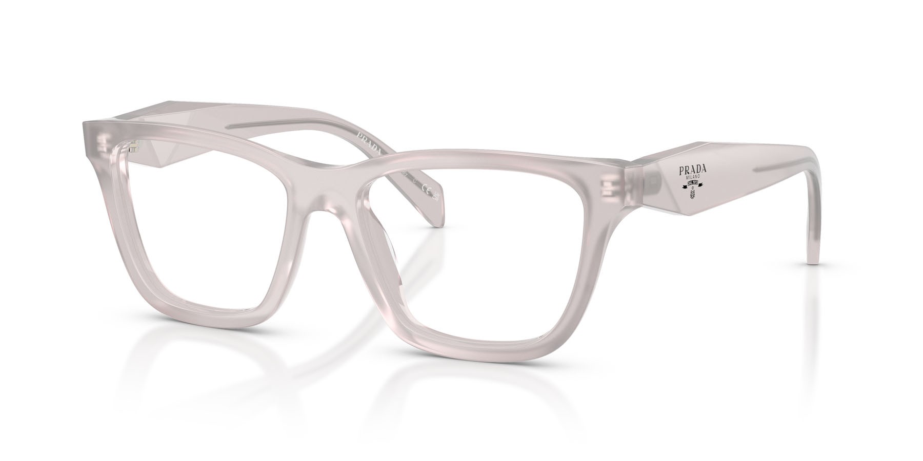 Eyeglasses Prada PR C10V (29G1O1) color opal dove shape butterfly lenses lente demo
