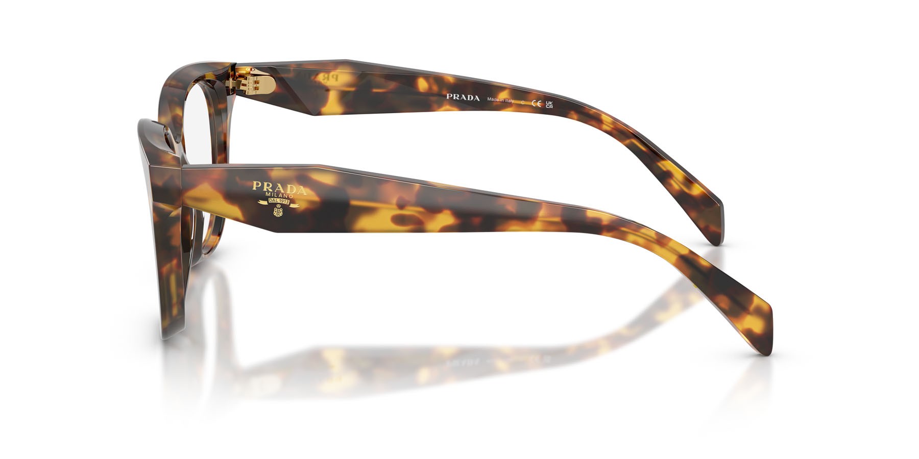 Eyeglasses Prada PR C11V (14L1O1) color miele tartarugato shape butterfly lenses lente demo