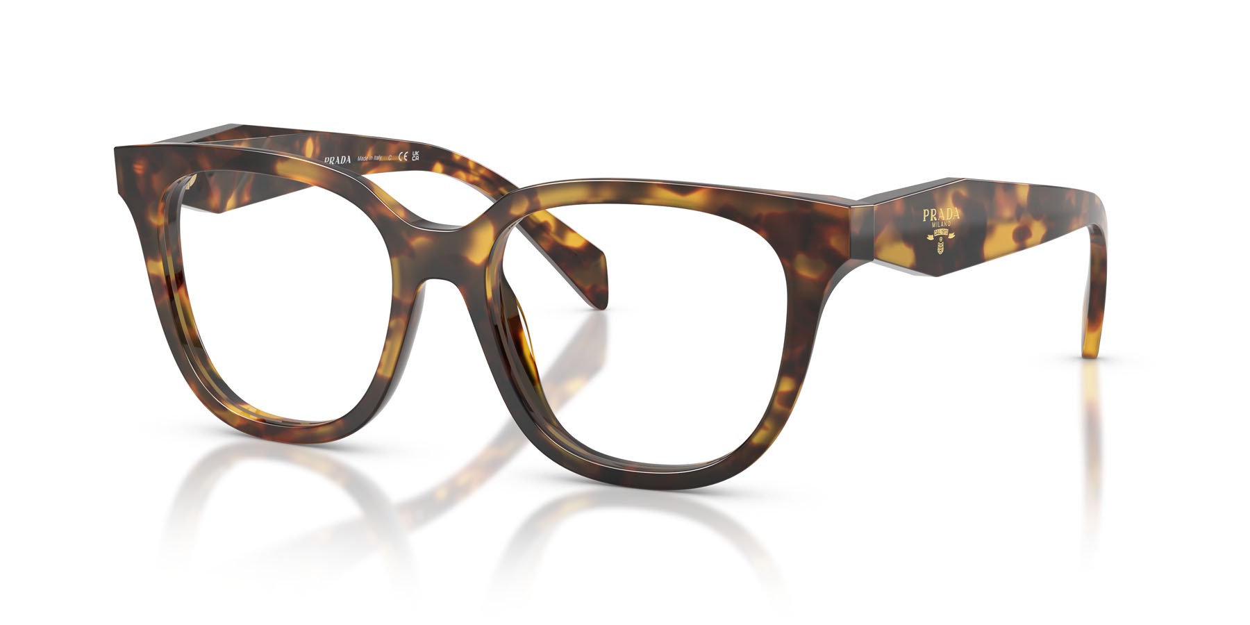 Eyeglasses Prada PR C11V (14L1O1) color miele tartarugato shape butterfly lenses lente demo