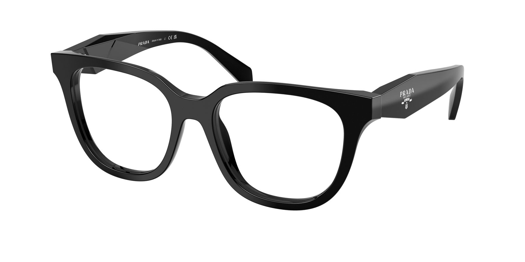 Eyeglasses Prada PR C11V (16K1O1) color nero shape butterfly lenses lente demo