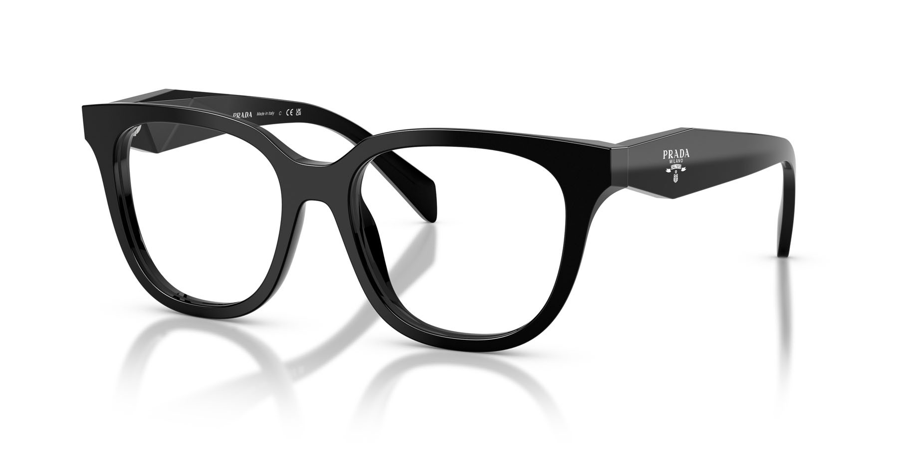 Eyeglasses Prada PR C11V (16K1O1) color nero shape butterfly lenses lente demo