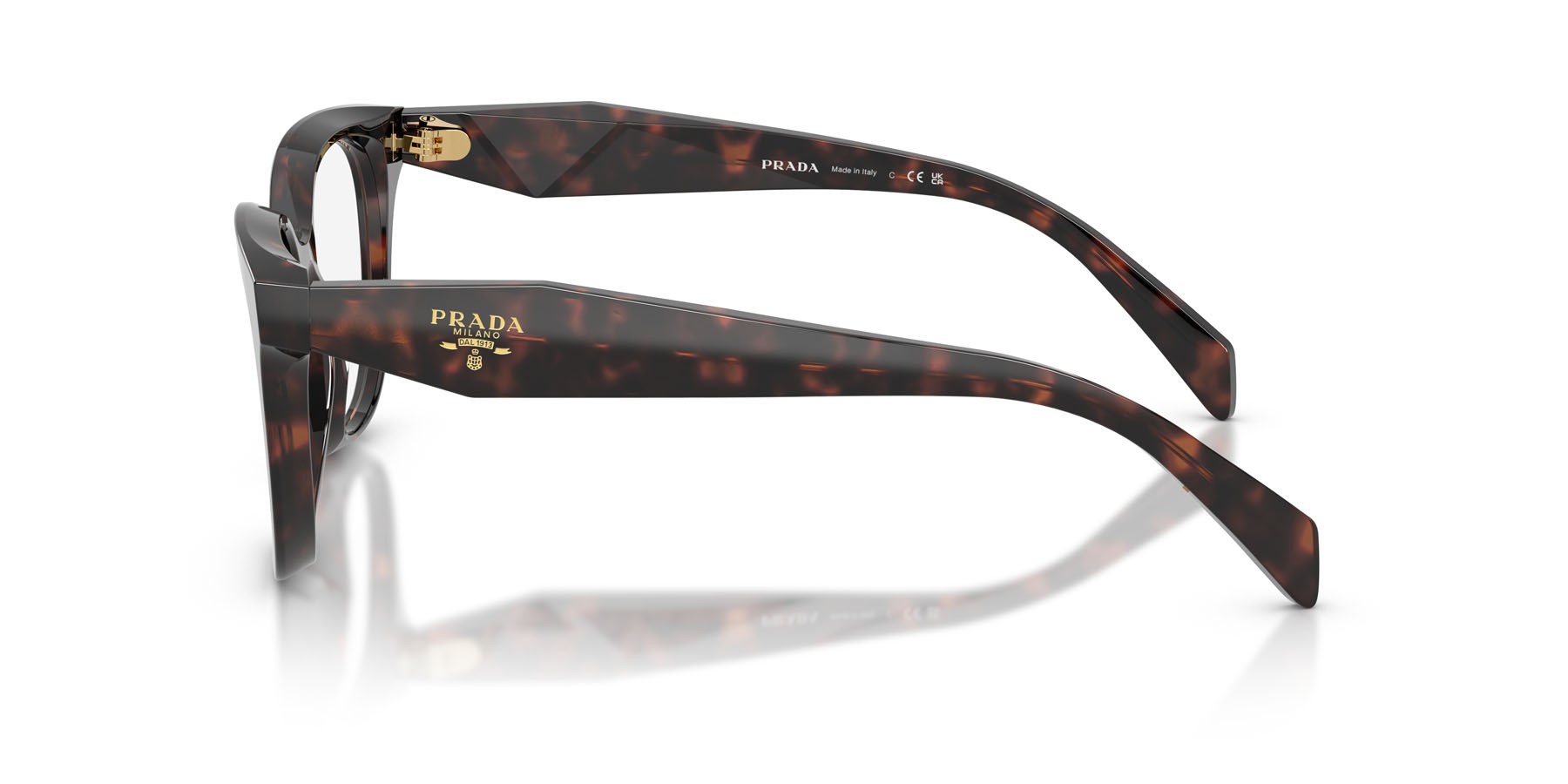 Eyeglasses Prada PR C11V (17N1O1) color root tartarugato shape butterfly lenses lente demo