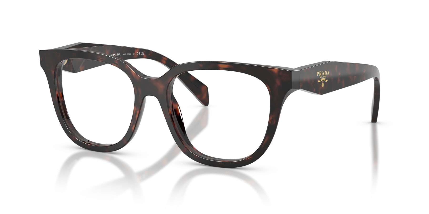Eyeglasses Prada PR C11V (17N1O1) color root tartarugato shape butterfly lenses lente demo