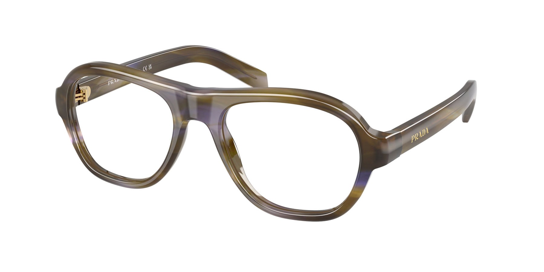 Eyeglasses Prada PR C12V (23G1O1) color lagoon striato shape square lenses lente demo