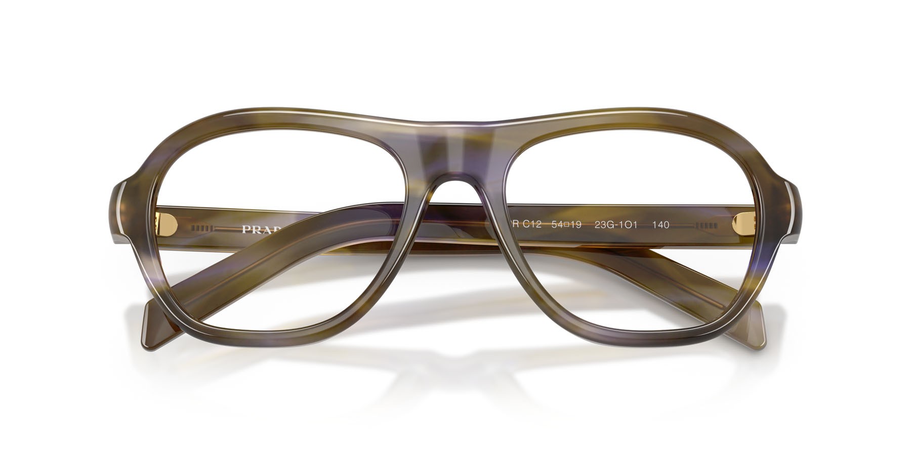 Eyeglasses Prada PR C12V (23G1O1) color lagoon striato shape square lenses lente demo
