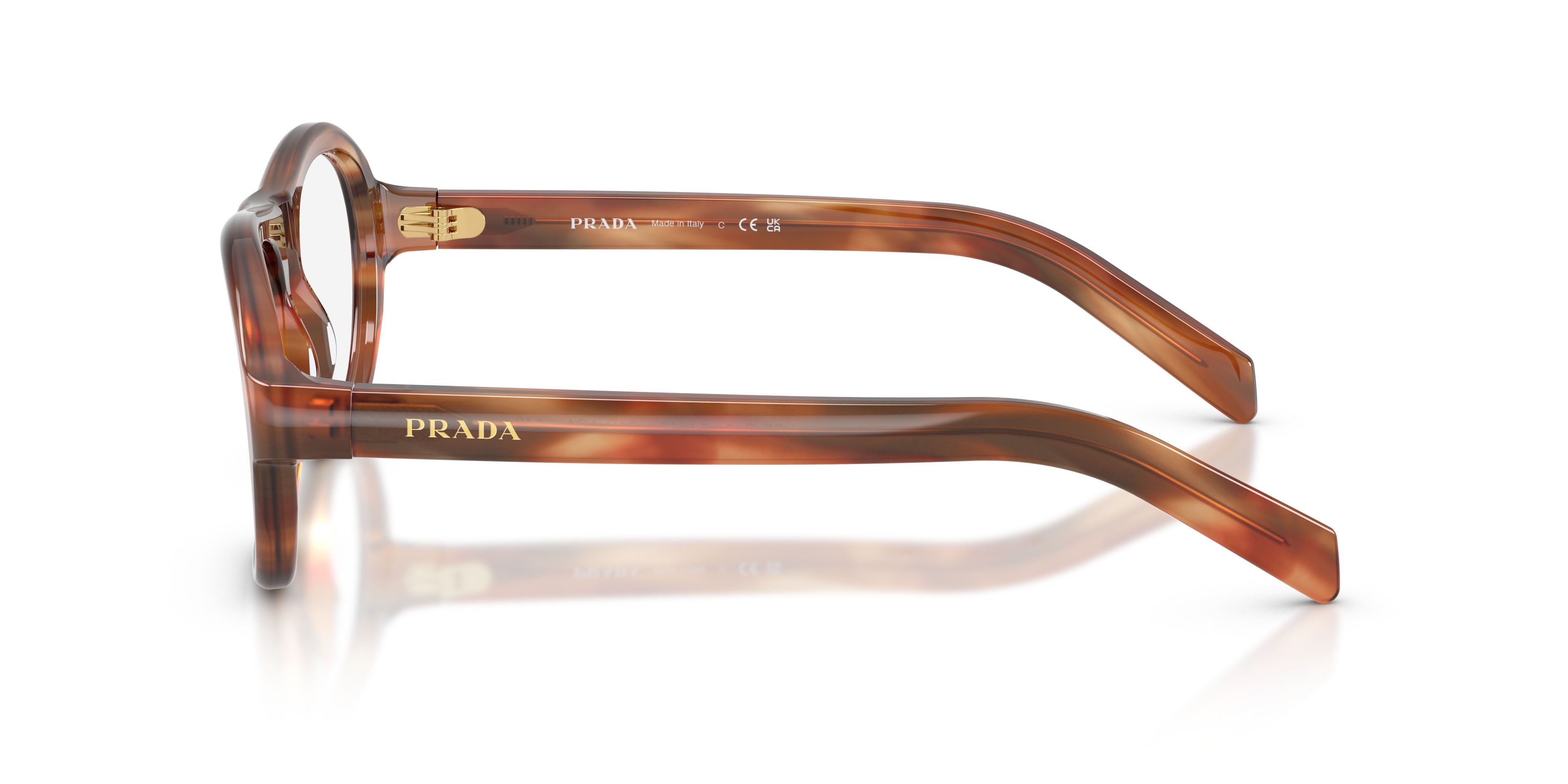 Eyeglasses Prada PR C12V (24G1O1) color quercia a righe shape square lenses lente demo