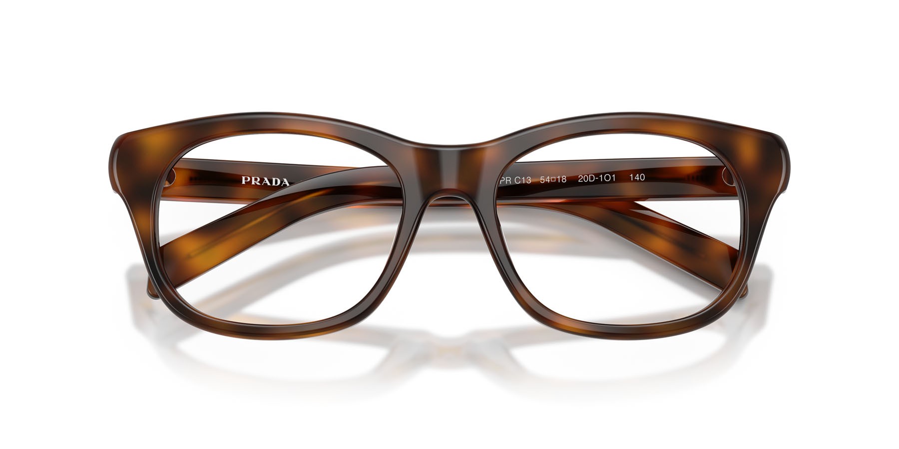Eyeglasses Prada PR C13V (20D1O1) color juniper tartarugato shape square lenses lente demo