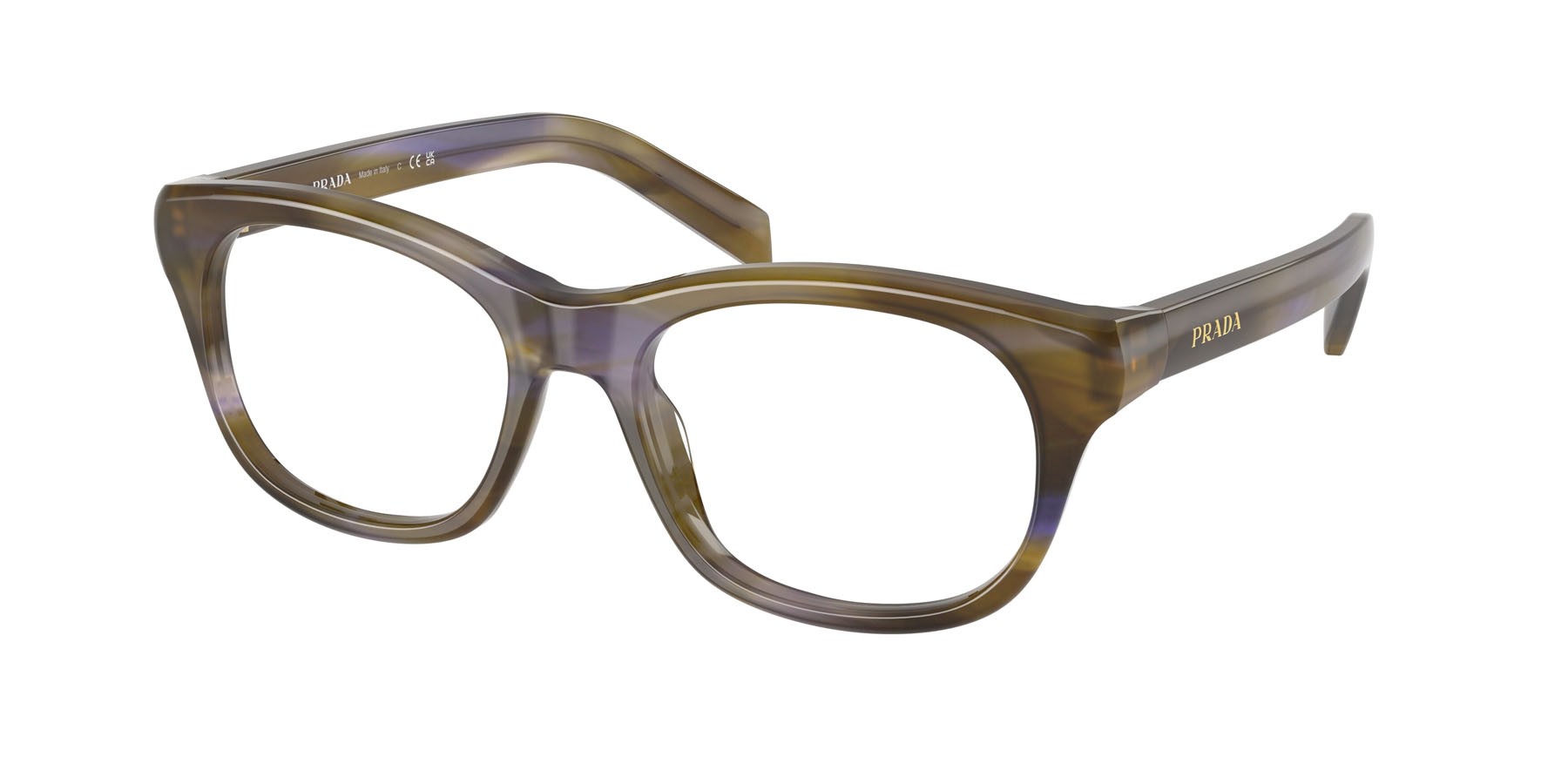 Eyeglasses Prada PR C13V (23G1O1) color lagoon striato shape square lenses lente demo