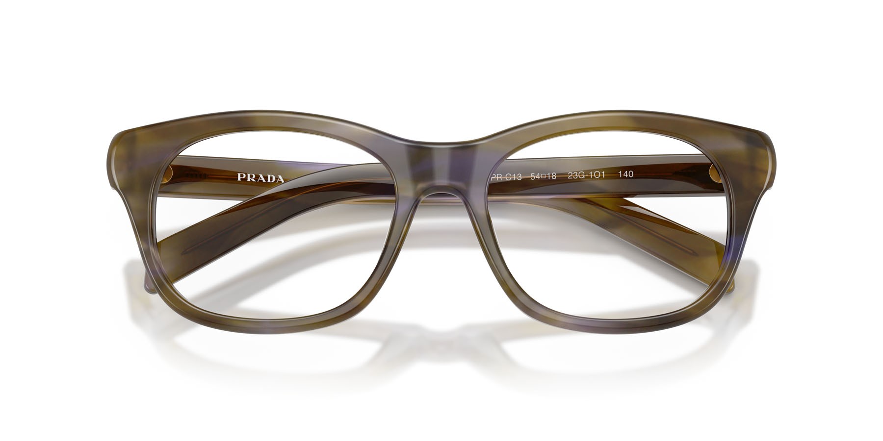 Eyeglasses Prada PR C13V (23G1O1) color lagoon striato shape square lenses lente demo