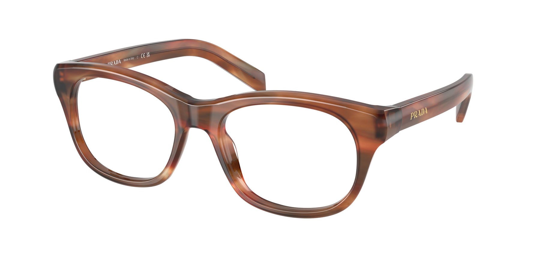 Eyeglasses Prada PR C13V (24G1O1) color quercia a righe shape square lenses lente demo