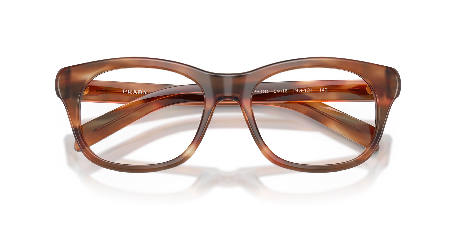 Eyeglasses Prada PR C13V (24G1O1) color quercia a righe shape square lenses lente demo