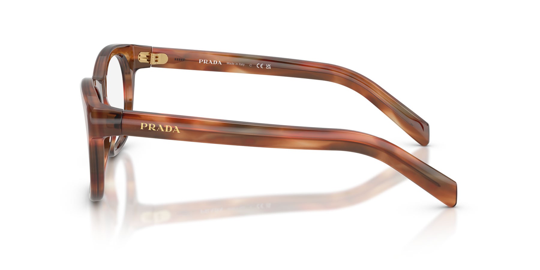 Eyeglasses Prada PR C13V (24G1O1) color quercia a righe shape square lenses lente demo