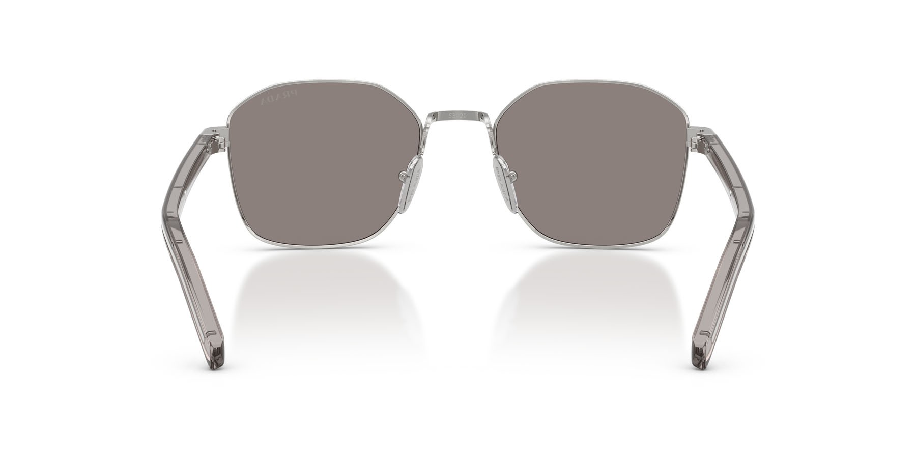 Occhiali da sole Prada PR C50S (1BC80Q) colore argento forma quadrato lenti grigio scuro