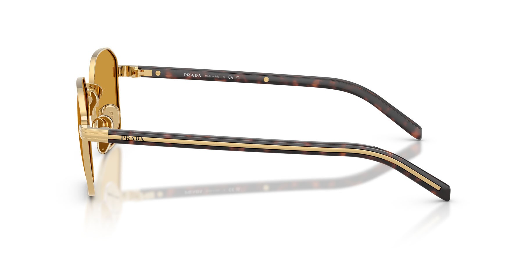 Sunglasses Prada PR C50S (5AK50P) color oro shape square lenses miele scuro
