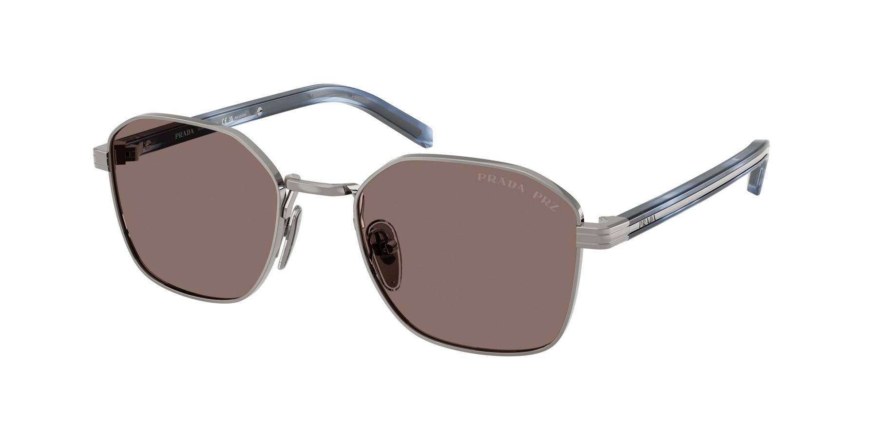 Occhiali da sole Prada PR C50S (5AV05C) colore gunmetal forma quadrato lenti polarizzata marrone chiaro