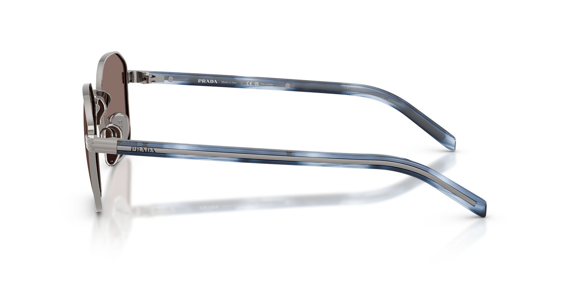 Occhiali da sole Prada PR C50S (5AV05C) colore gunmetal forma quadrato lenti polarizzata marrone chiaro